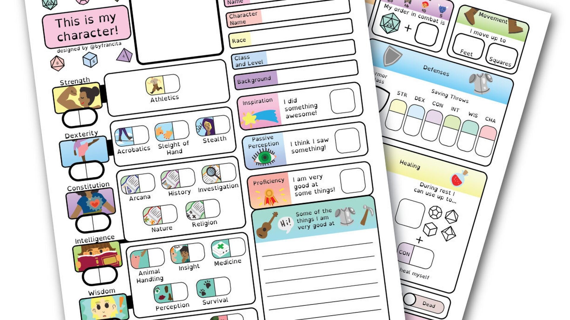These Illustrated D D Character Sheets Are Perfect For People With Dyslexia Geektyrant