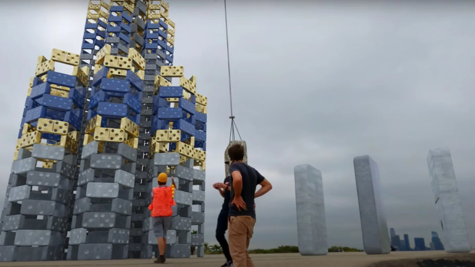 Corridor Digital's The World's Biggest Domino Run Escalates Into