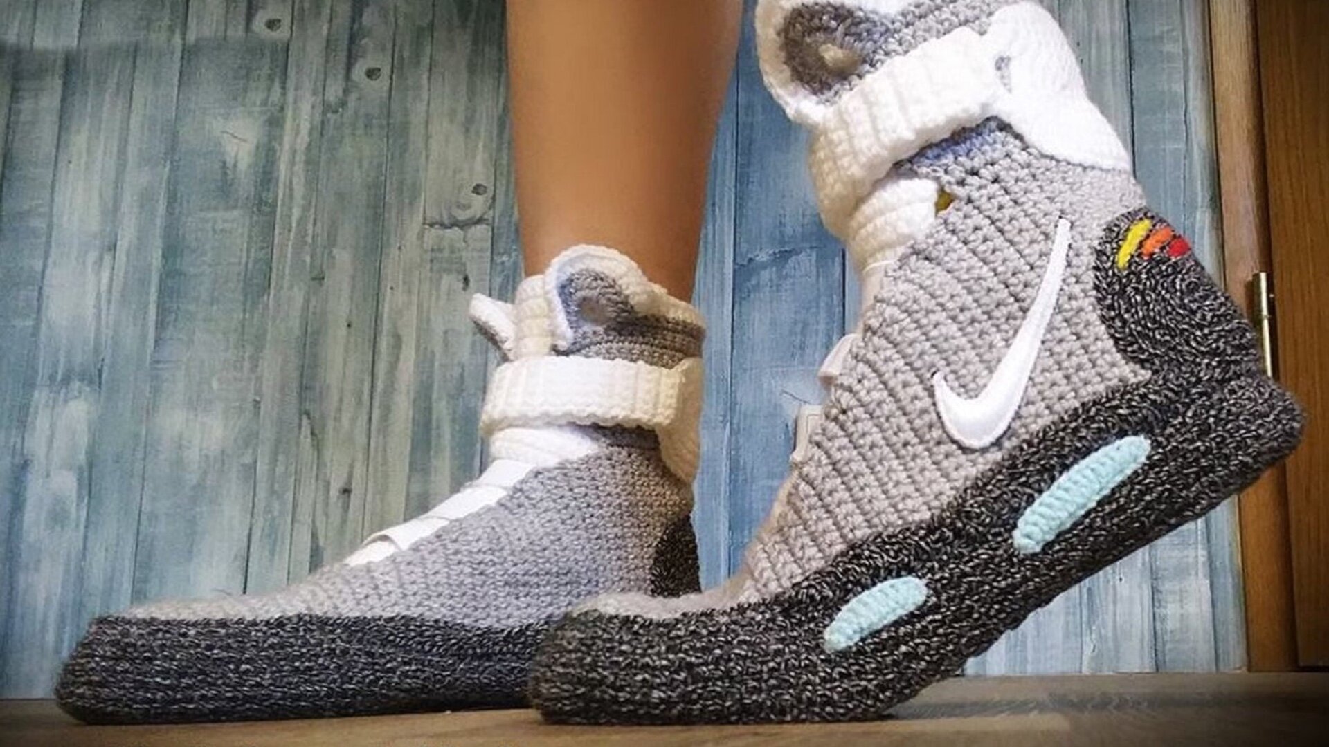 TO THE FUTURE PART II Knitted Air Mags Nike Slippers — GeekTyrant