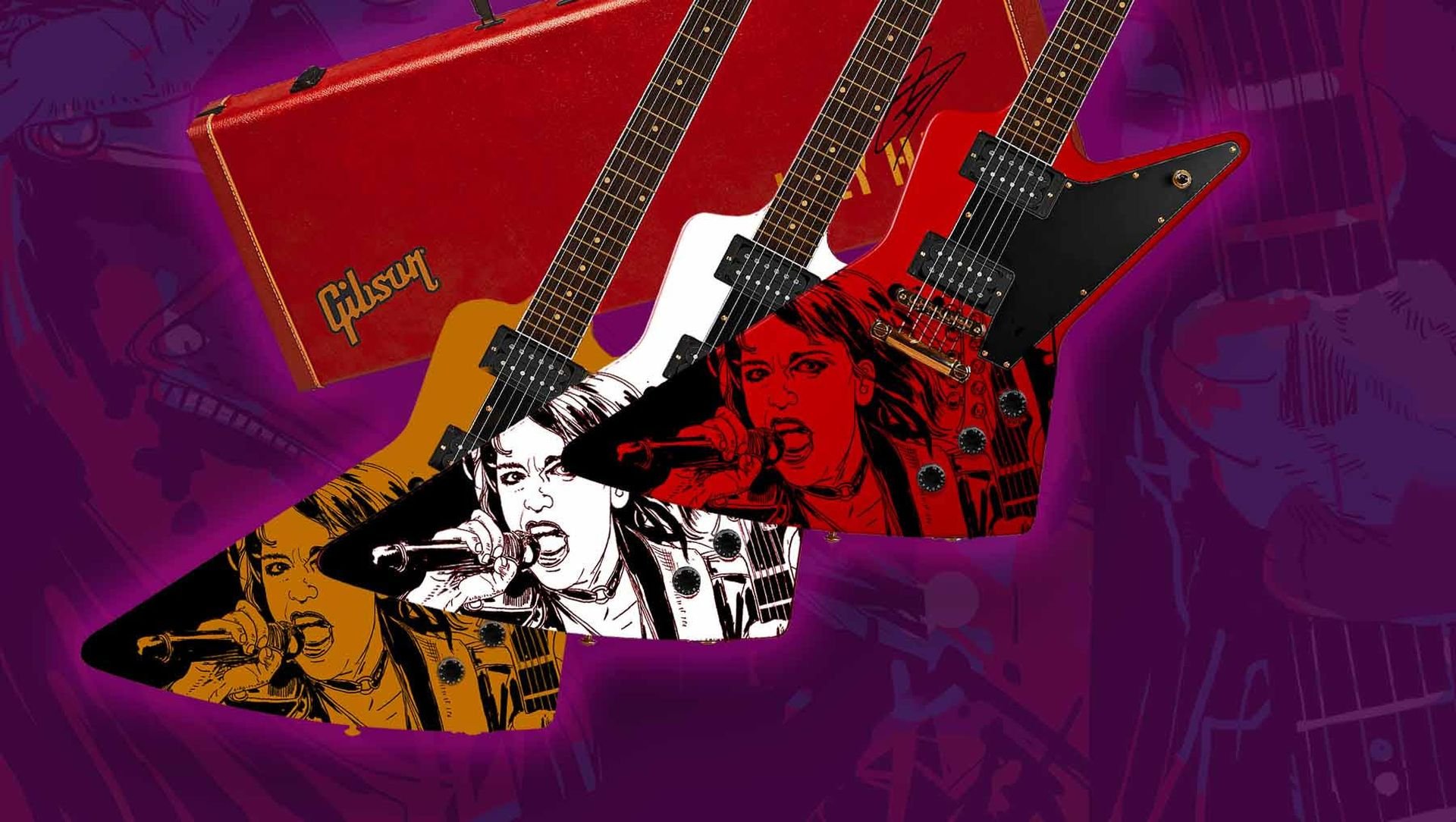 Z2 Comics and Gibson Announce Limited Edition Hand Painted Lzzy Hale HYDE MANOR Explorerbird Guitars Z2 Comics and Gibson Announce Limited Edition Hand Painted Lzzy Hale HYDE MANOR Explorerbird Guitars