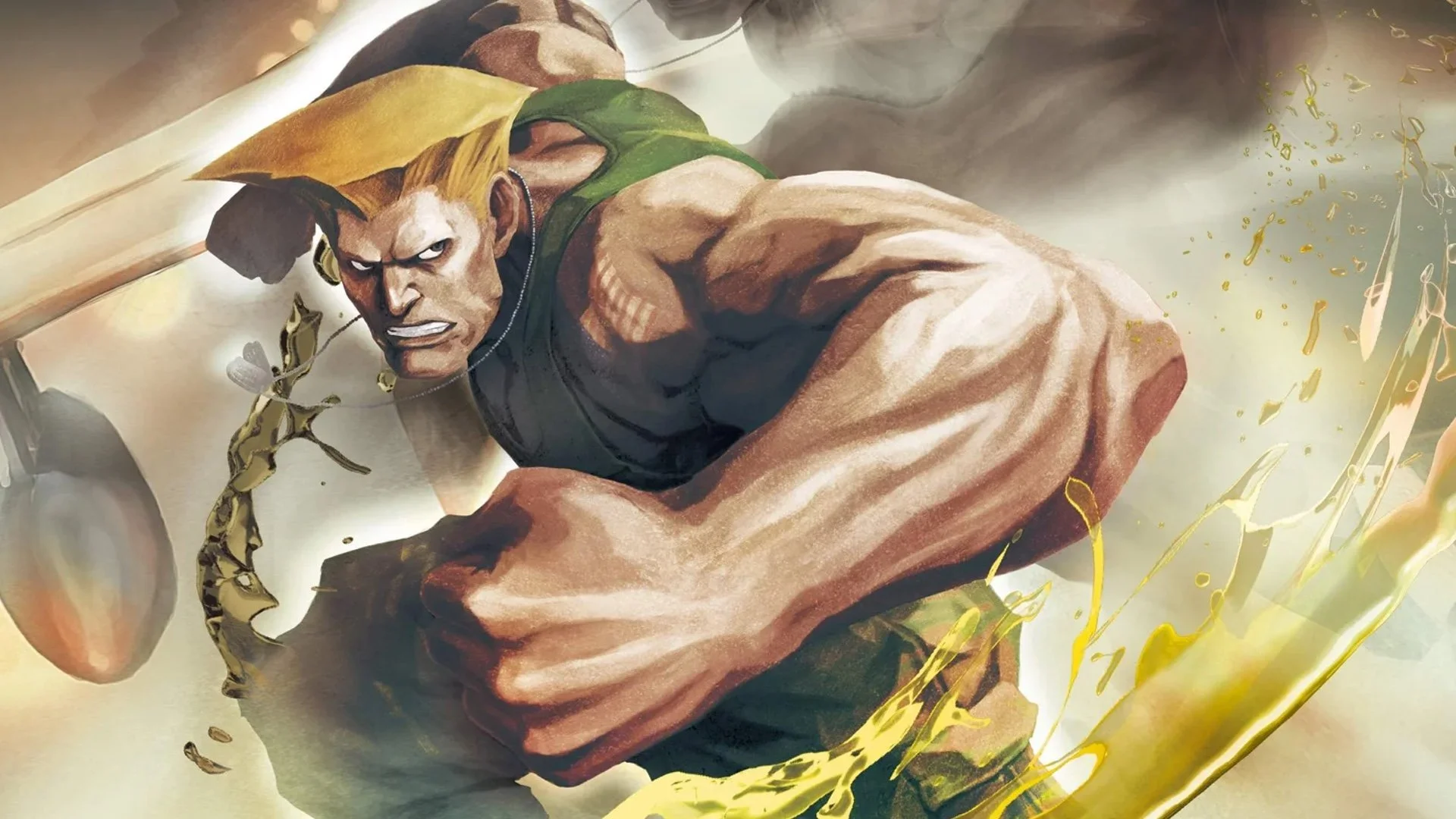 Street Fighter Set Photo Takes around Cody Rhodes like Guile with that classic hair style