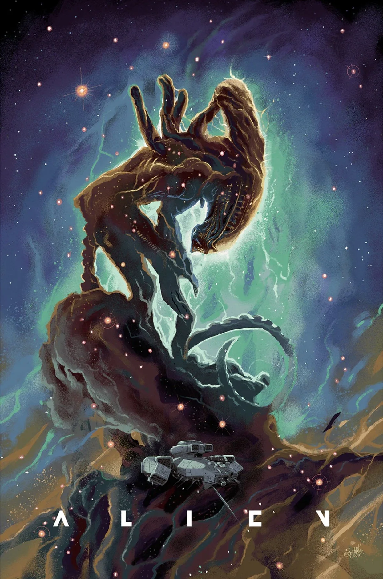 Cool ALIEN Art Print Created By Danny Schlitz - "In Space No One Can ...