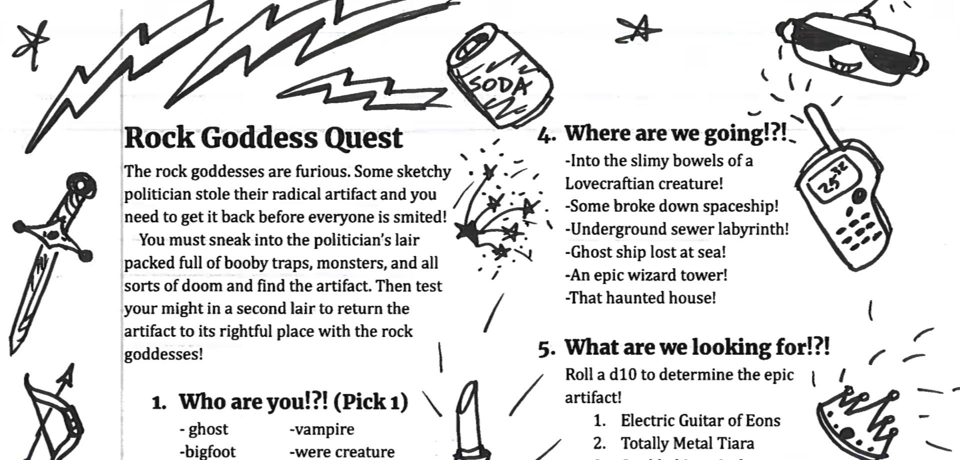 Enjoy a night of partying with the one-page TTRPG ROCK GODDESS QUEST Enjoy a night of partying with the one-page TTRPG ROCK GODDESS QUEST
