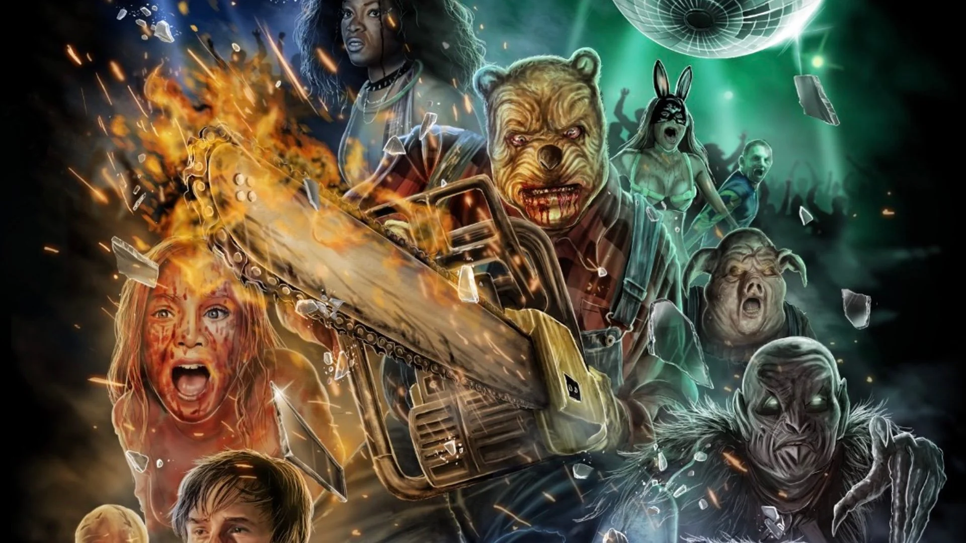Pooh Bear savagely wields a chainsaw in WINNIE THE POOH: BLOOD AND HONEY 2 Poster