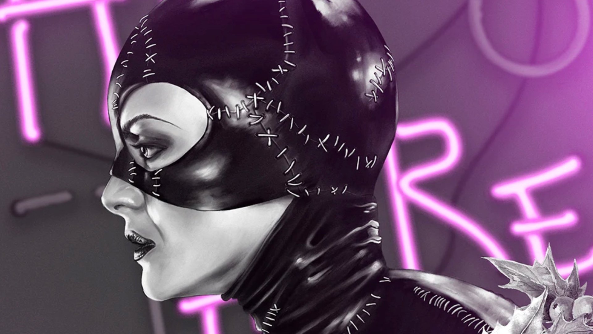 BATMAN RETURNS Cat Woman Poster Art “Nine Lives” created by artist Lucas Tetrault