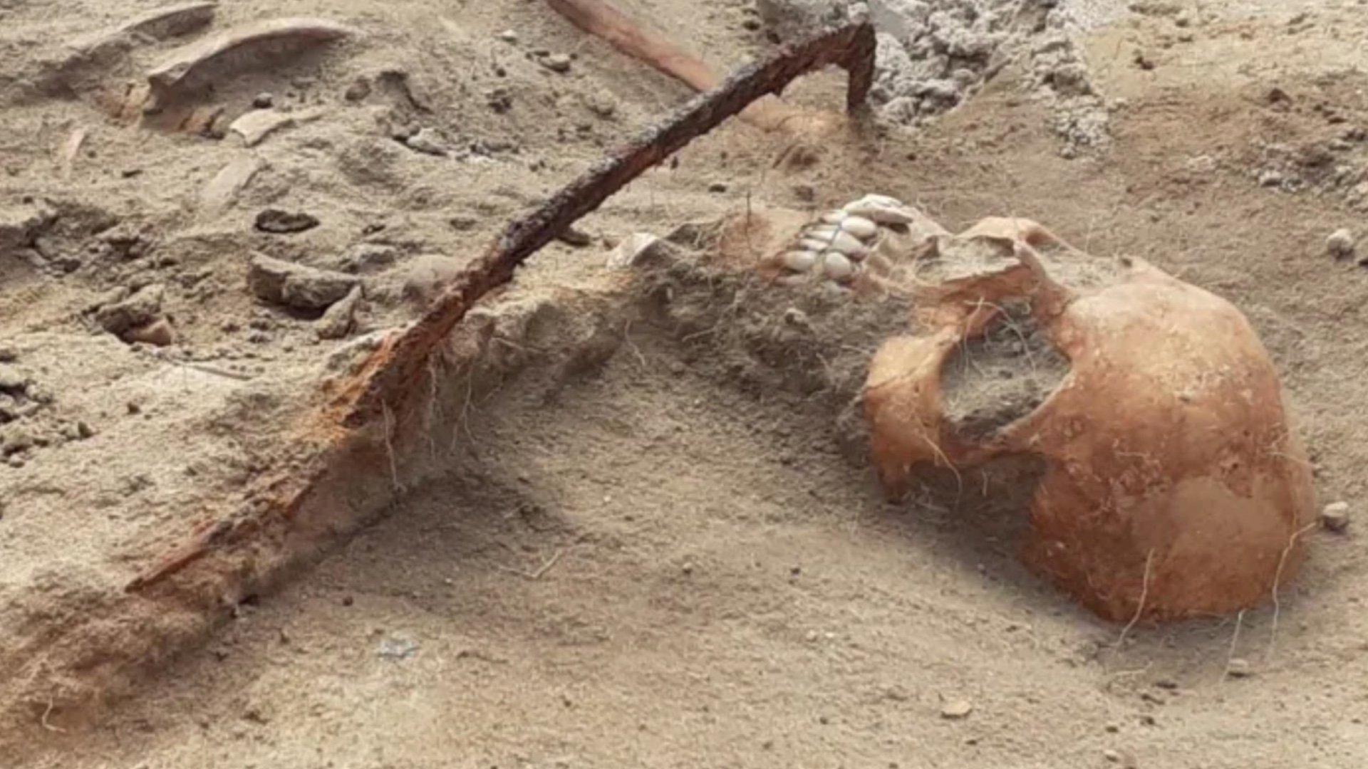 A 17th century vampire tomb discovered in Poland of a skeleton with a scythe on its neck A 17th century vampire tomb discovered in Poland of a skeleton with a scythe on its neck