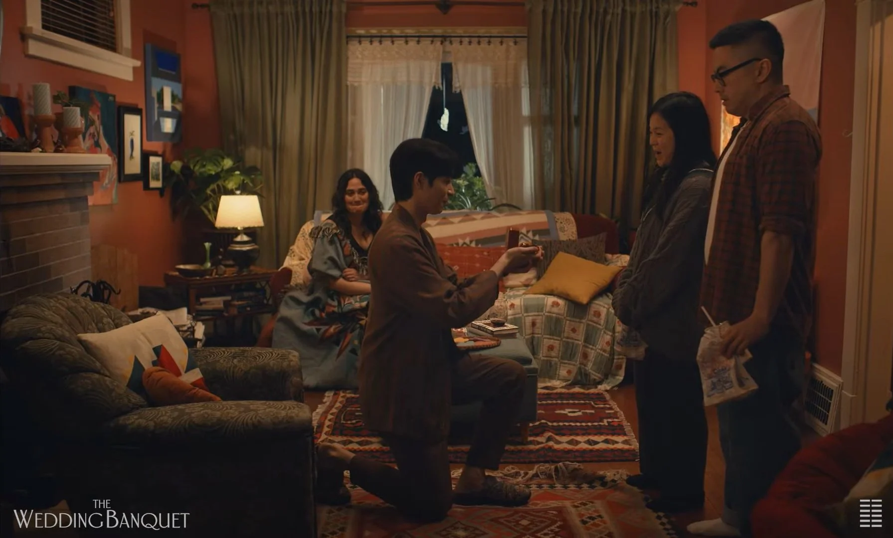 Fun trailer for the comedy The Wedding Banquet with Bowen Yang, Lily Gladstone and Kelly Marie except Fun trailer for the comedy The Wedding Banquet with Bowen Yang, Lily Gladstone and Kelly Marie except