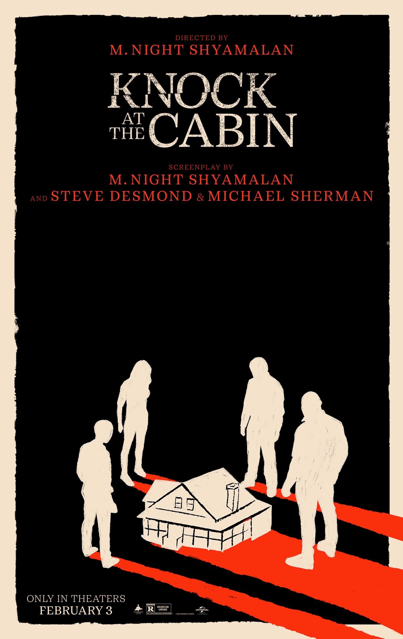 New Poster Art For M. Night Shyamalan's KNOCK AT THE CABIN — GeekTyrant