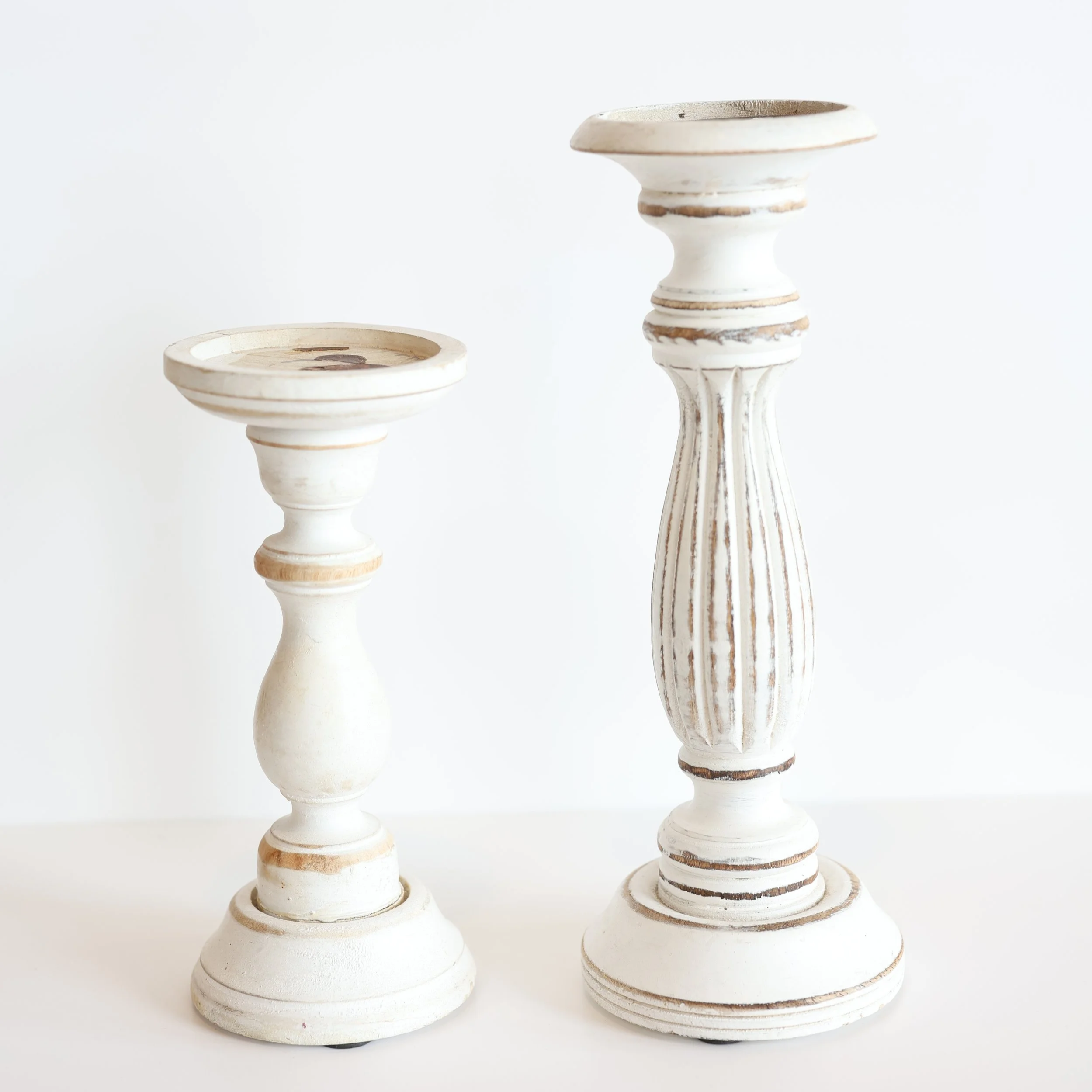 White Wood Candlesticks