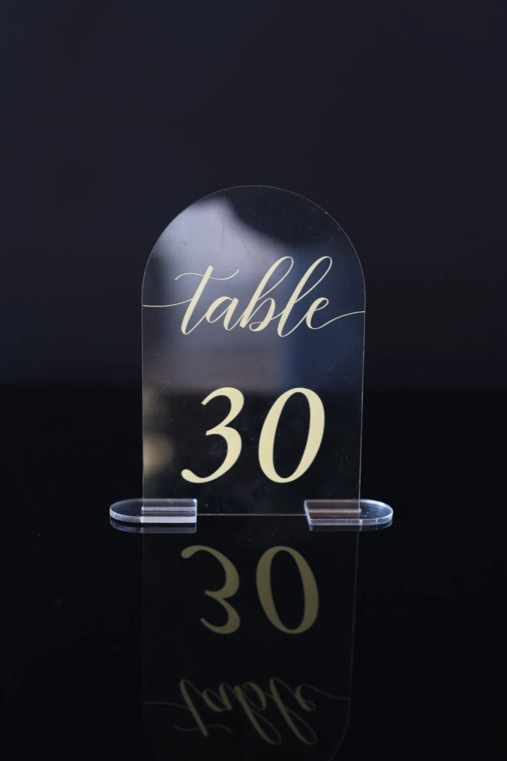 Clear Acrylic with Gold Table Numbers