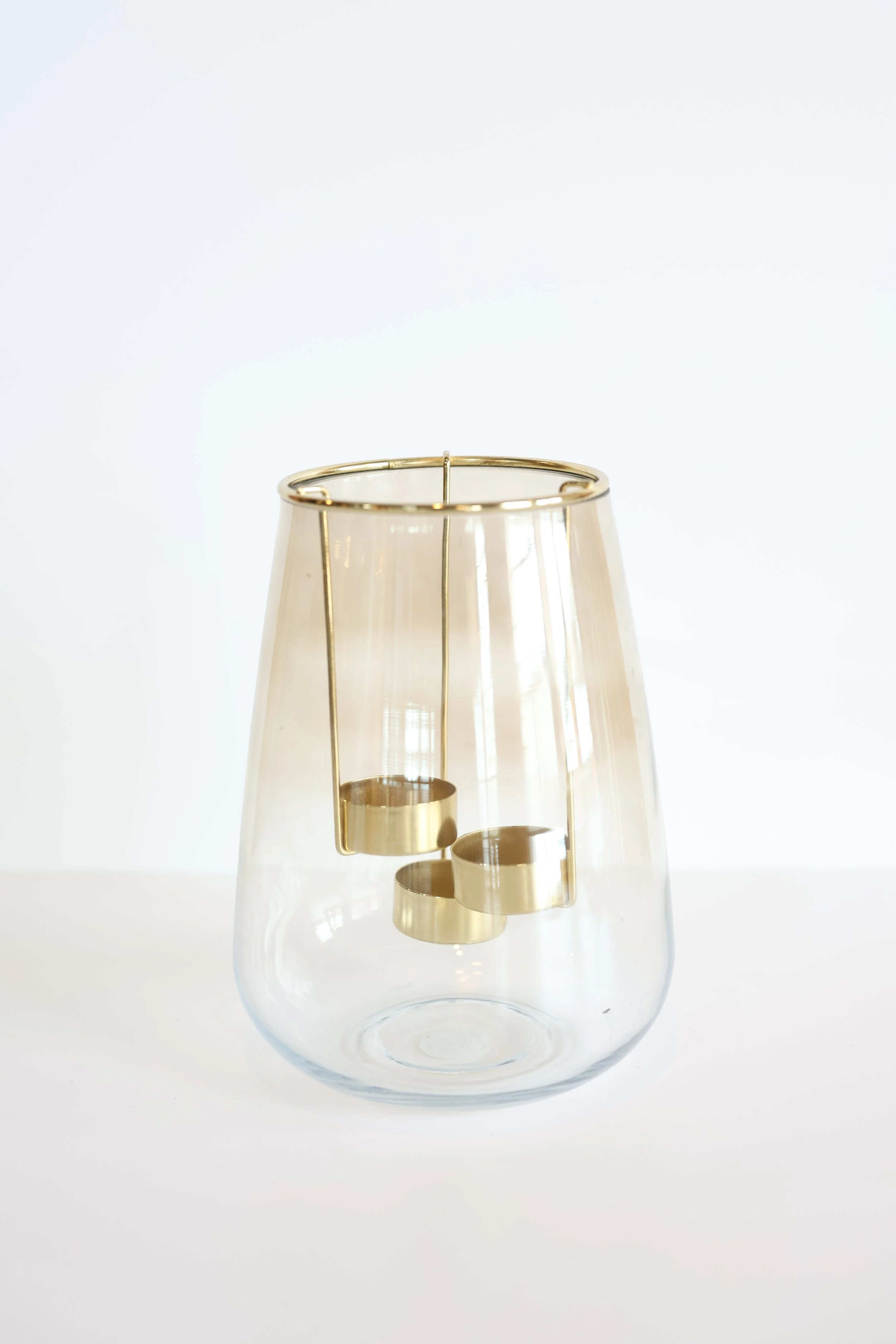 Gold/Glass Tea Light Holder