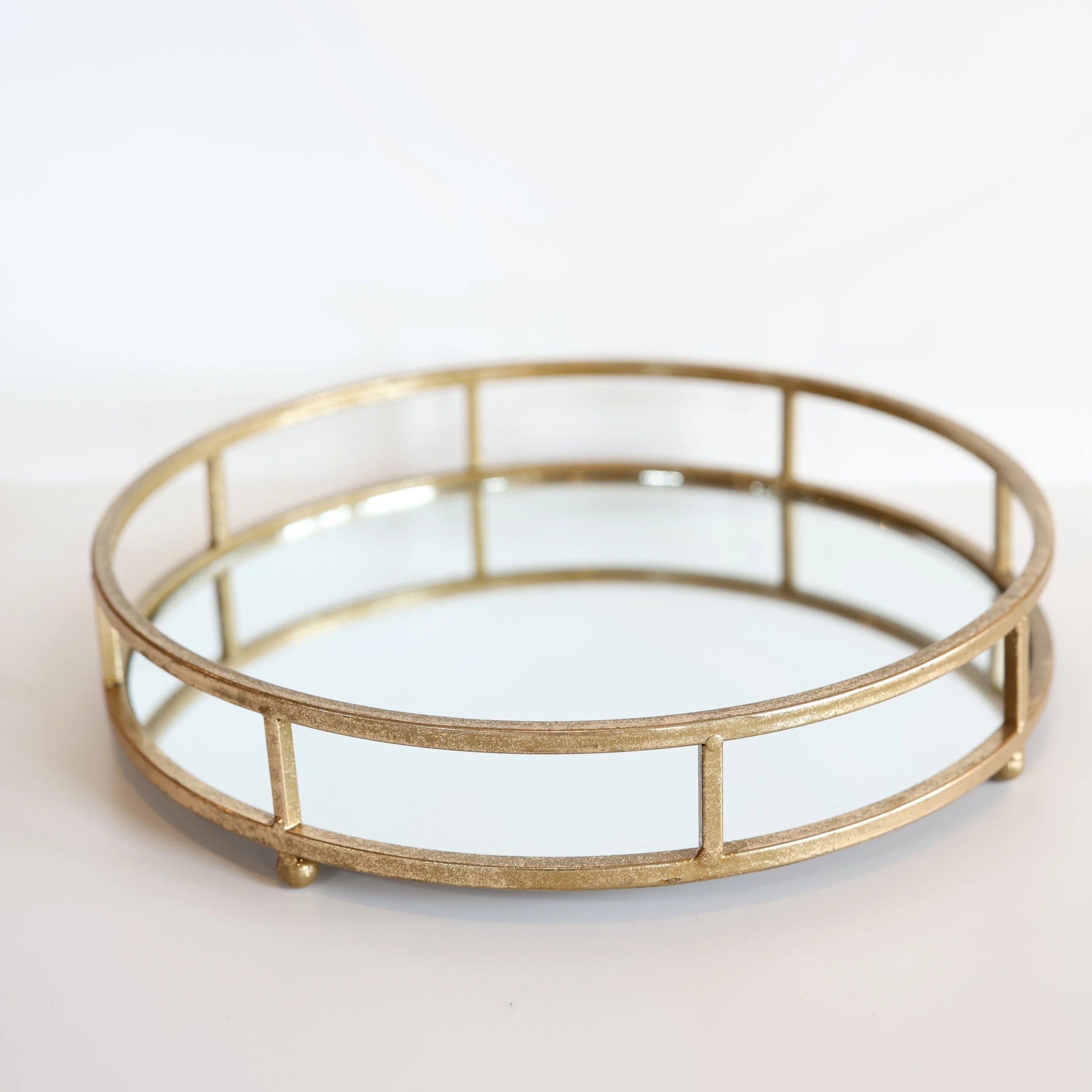 Round Gold Mirrored Trays - Medium Size
