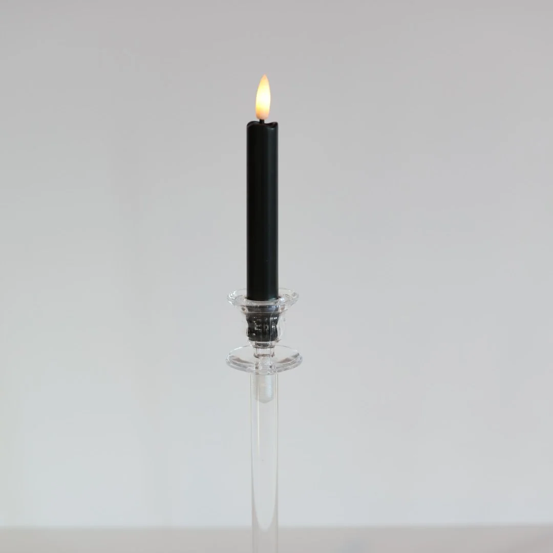 Short Black LED Taper Candles