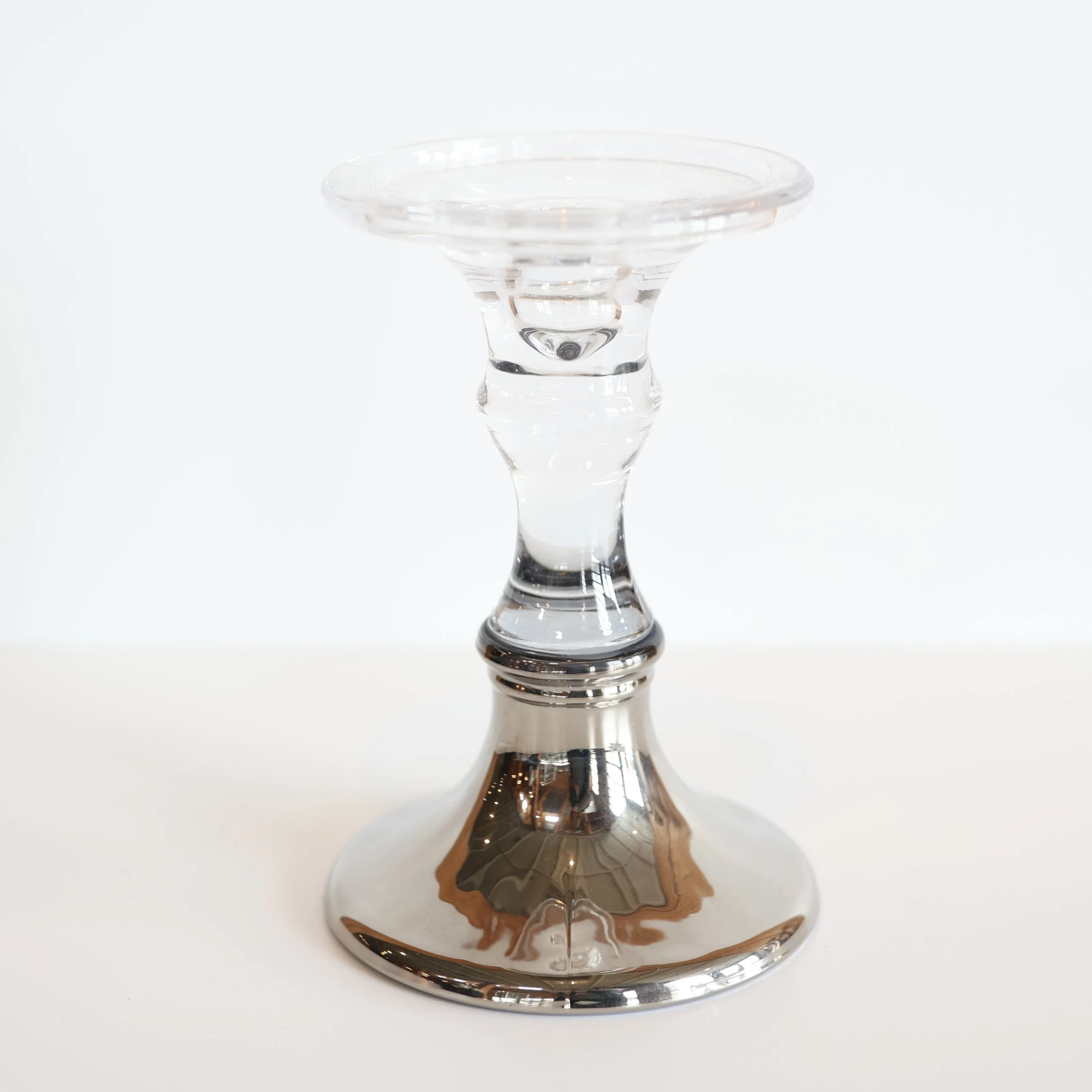 Clear Fading to Silver Pillar Candlesticks