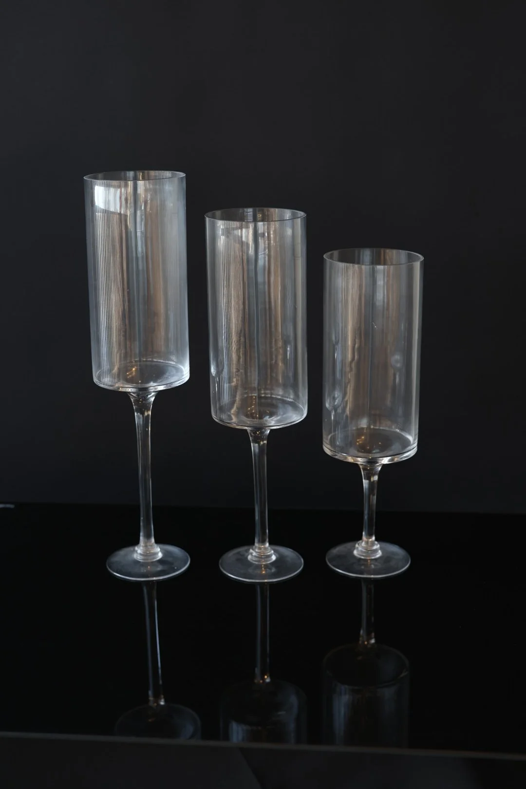 Glass Pedestal Vase Set