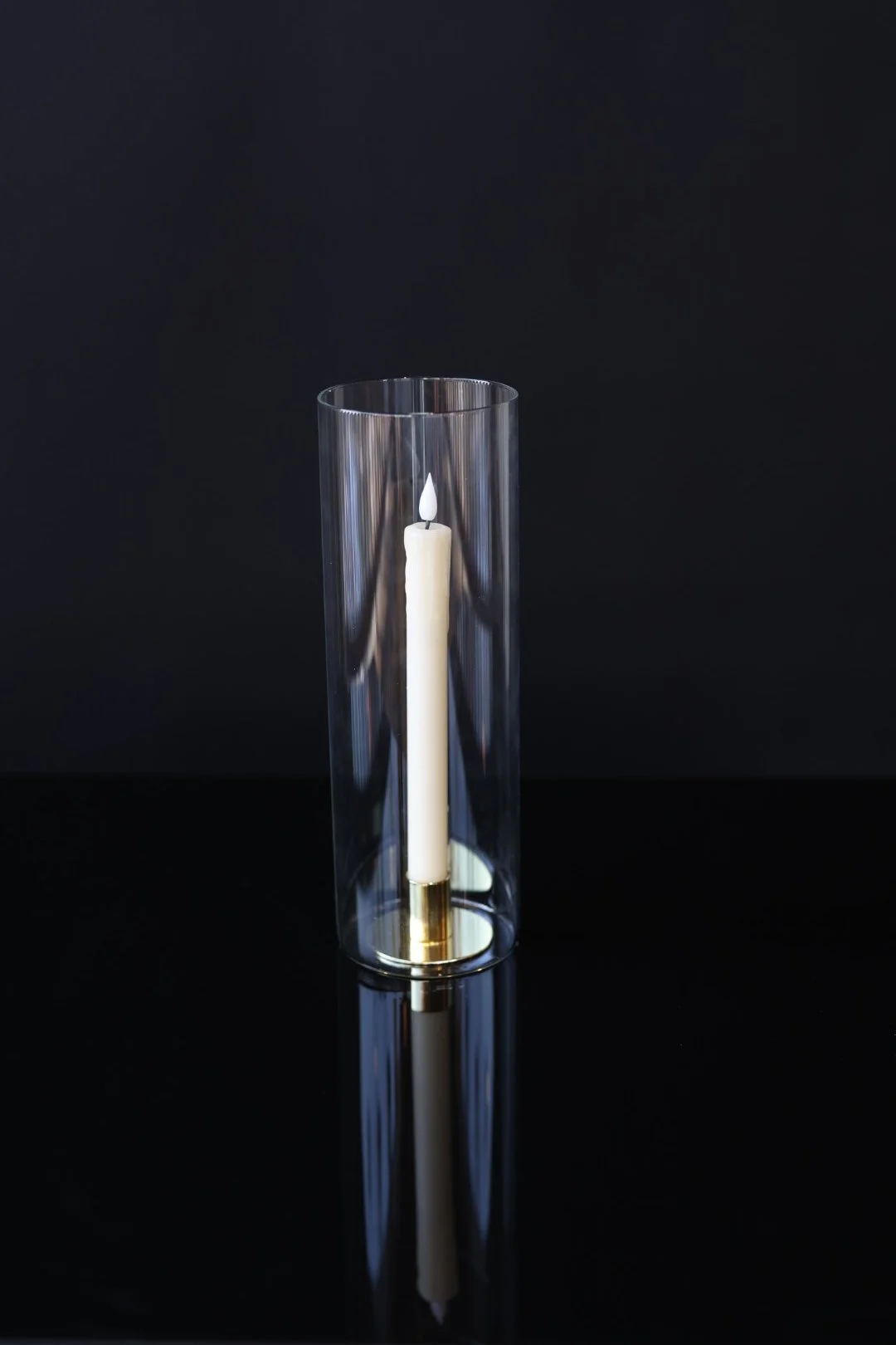 Tall Single Taper Holder - Clear/Gold