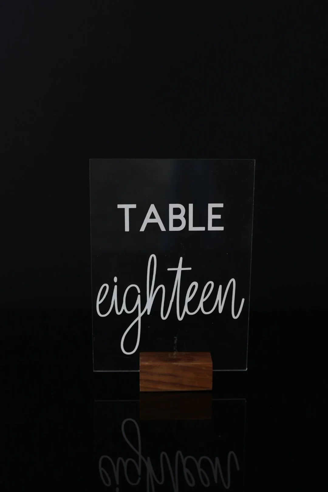 Clear Rectangle Table Numbers with Wood Base