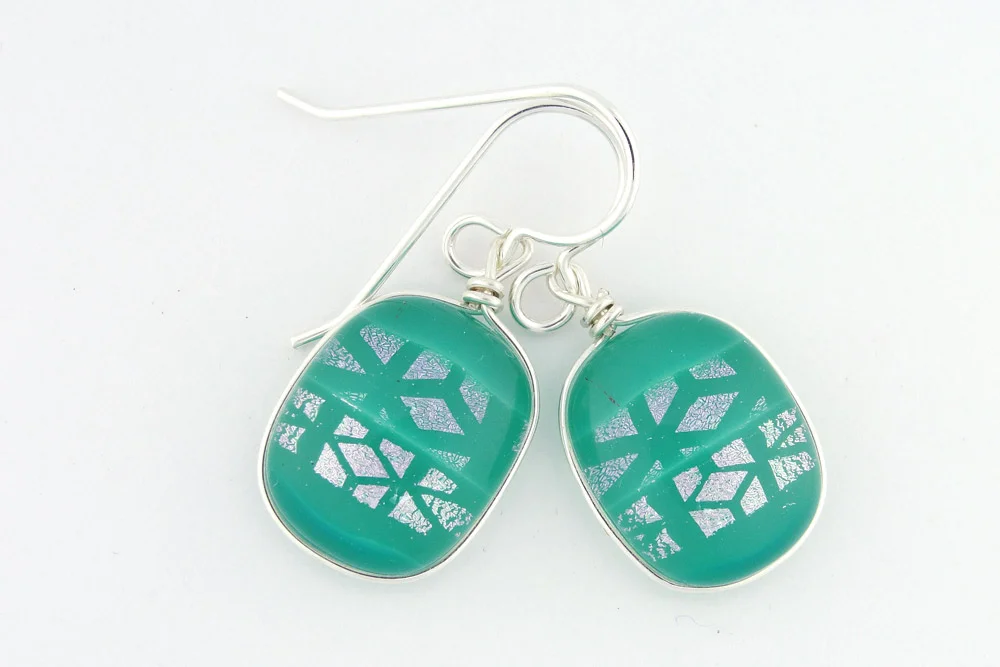 bright mosaic wire-wrapped earrings