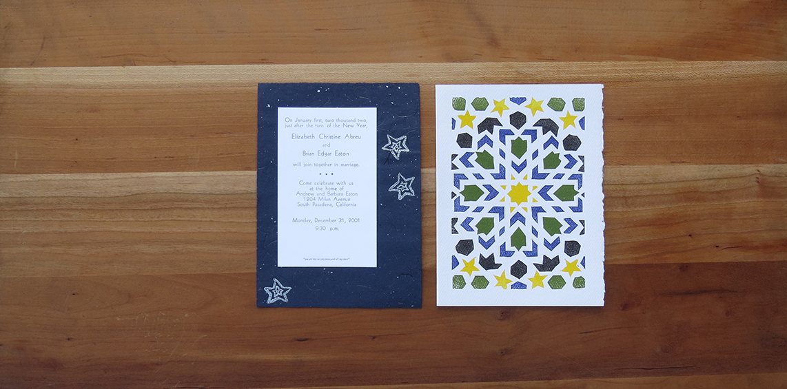 1-color wedding invitation. 5-color wedding announcement. 2001