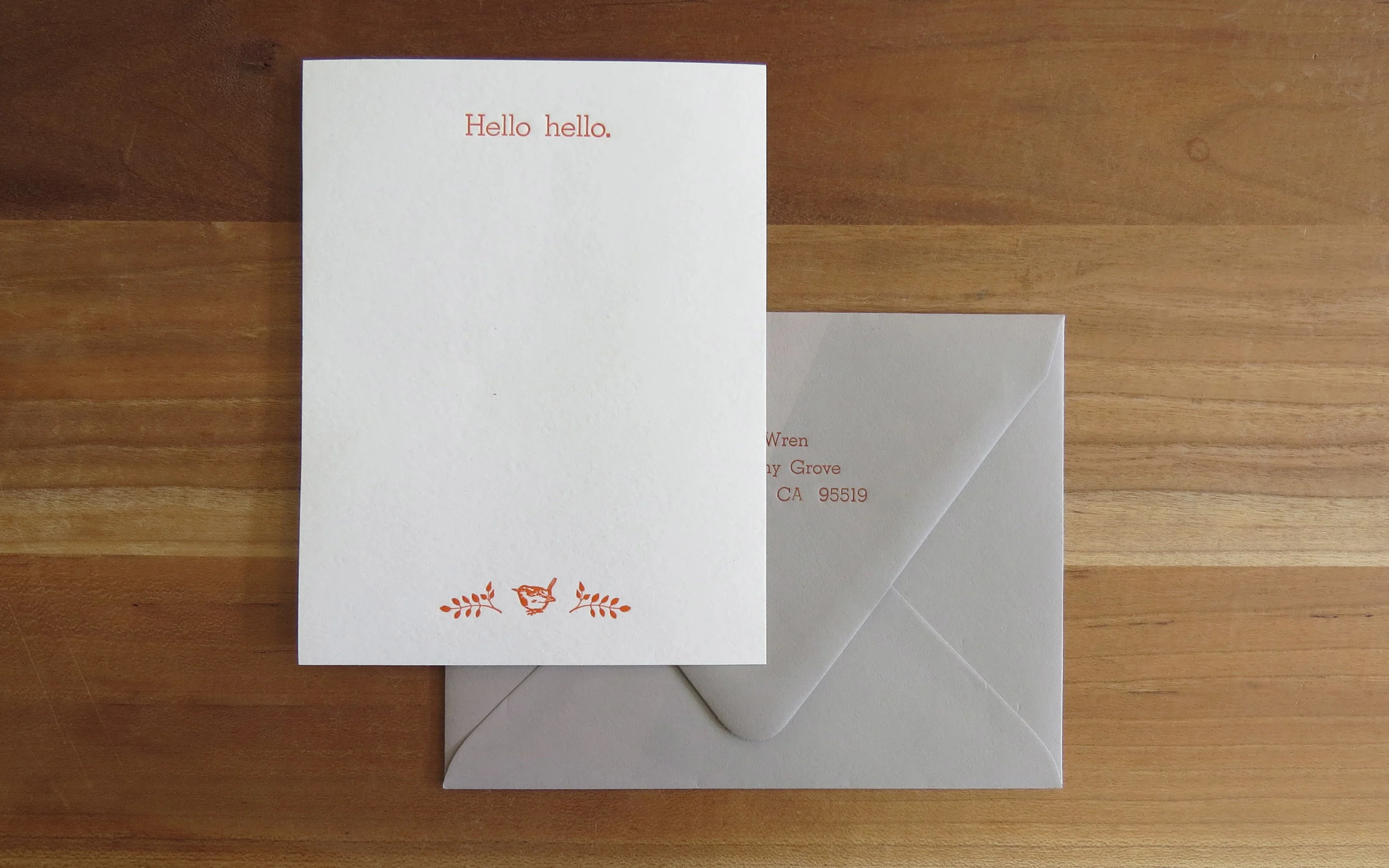 Personal stationery - 1 color, quarter sheet, with return-addressed envelopes.