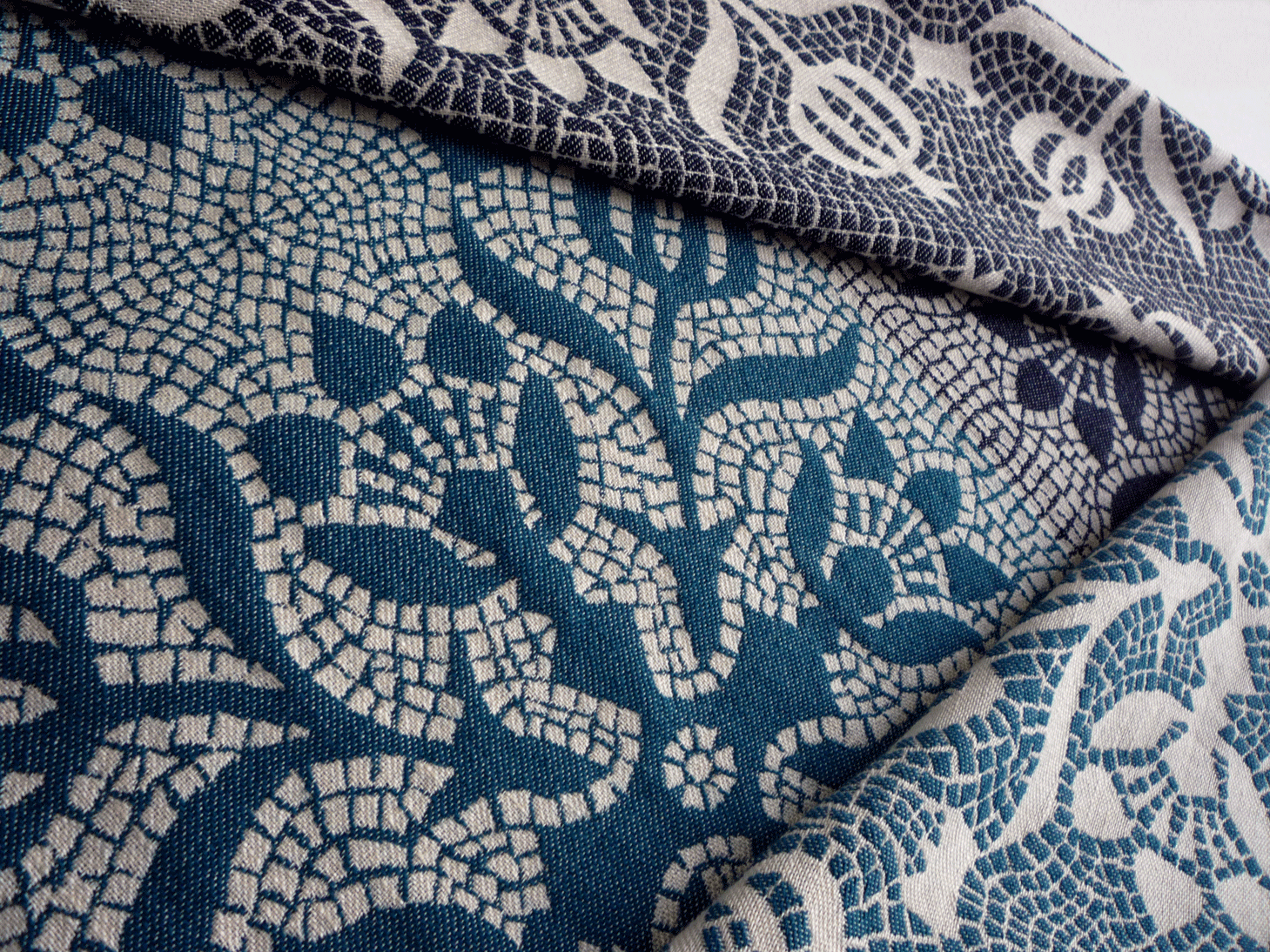 Mosaic-inspired wool and silk fabric.