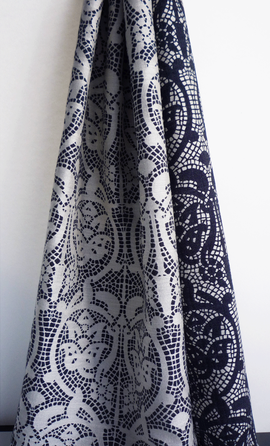 Lace-look wool and silk fabric inspired by Leighton House.
