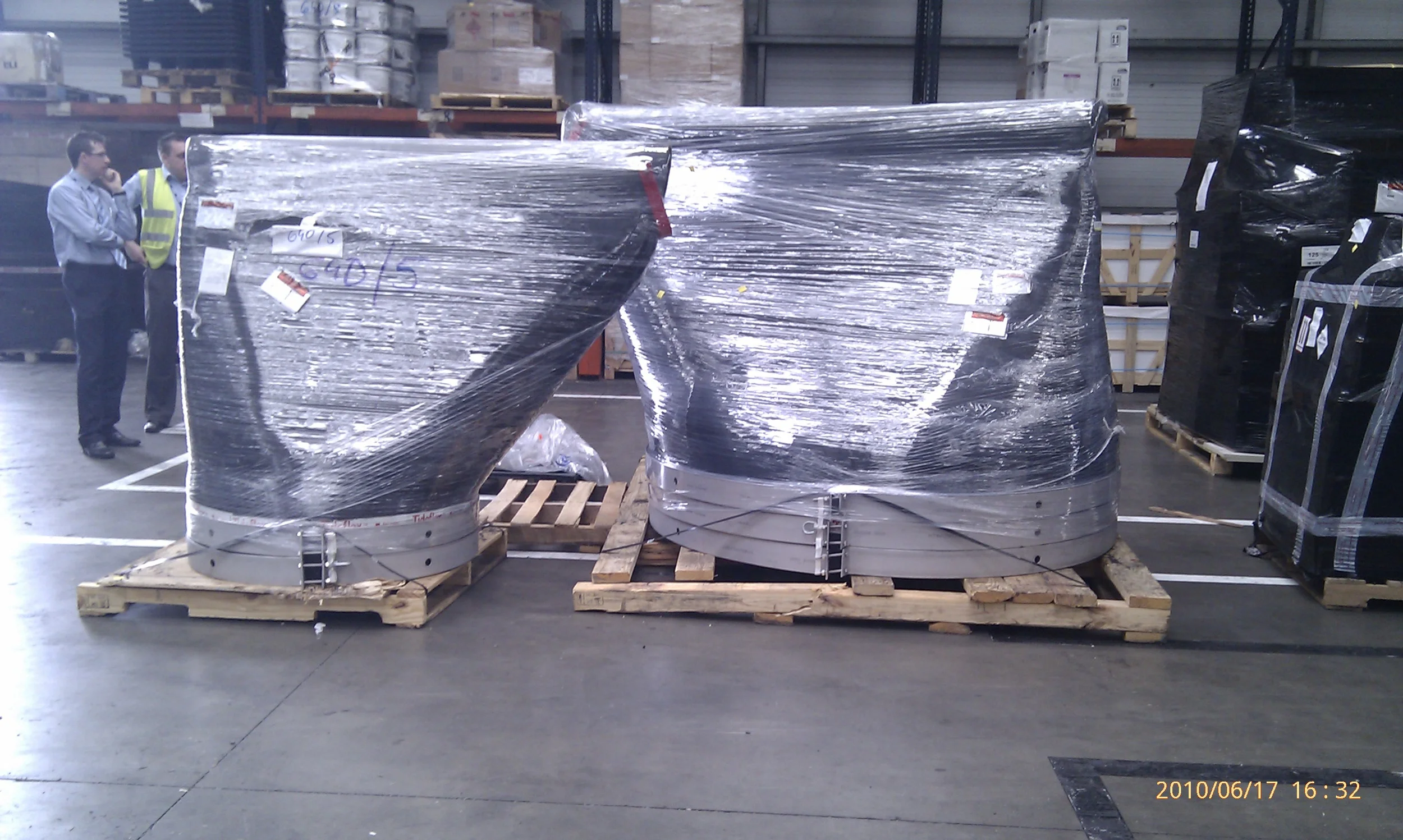 1840mm and 940mm Tideflex TF-1 duckbill valves in warehouse.