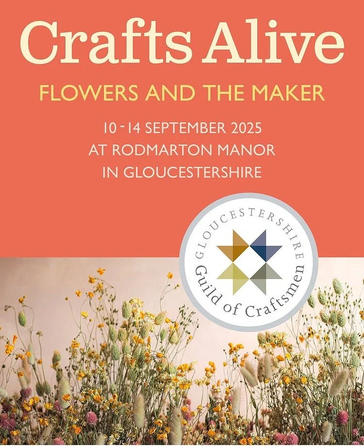 I&rsquo;m thrilled to be taking part in my first Crafts Alive exhibition at Rodmarton manor with the Gloucester Guild of craftsmen @glosguild. The event is massive with 45 members displaying their work in the glorious surroundings of the beautiful ar