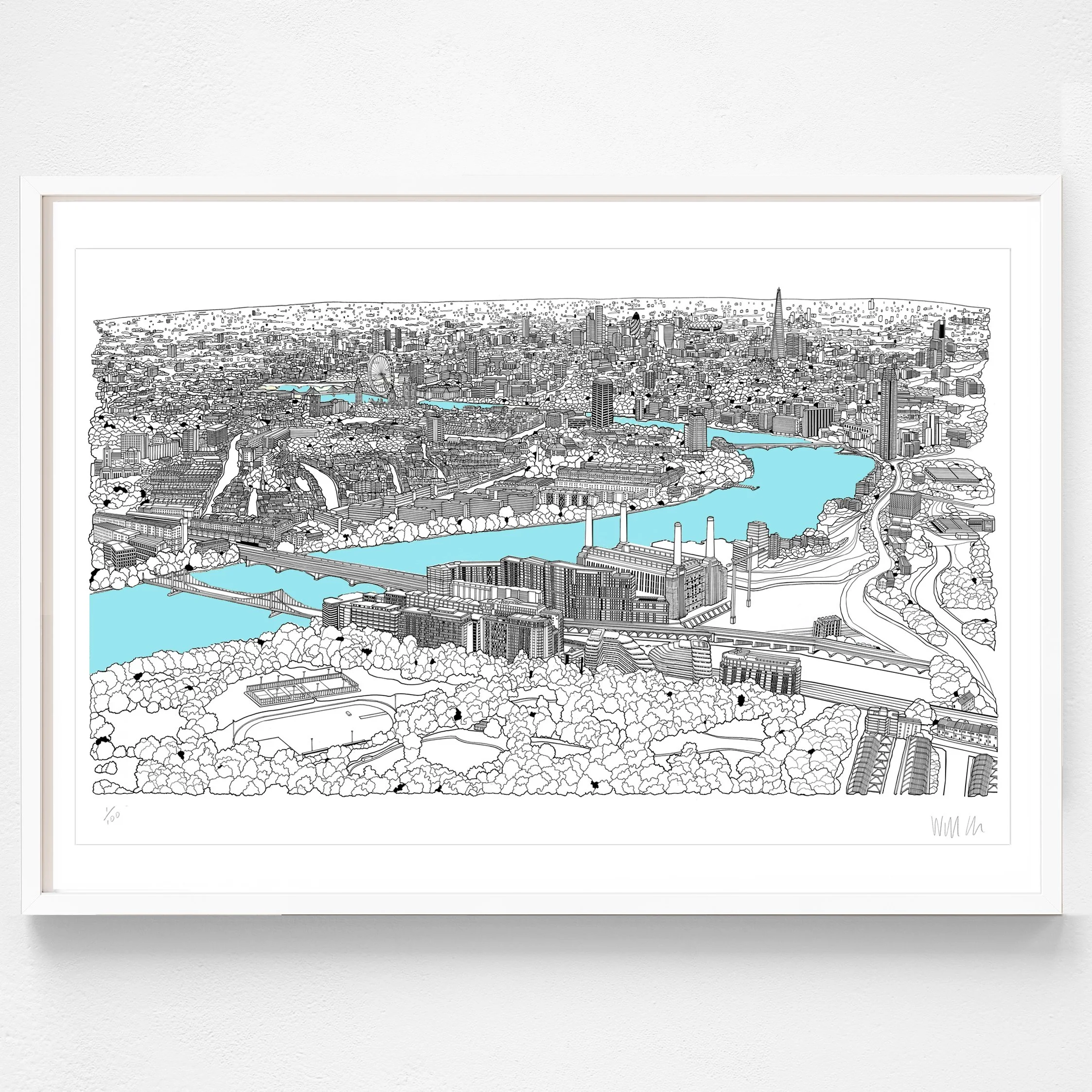 View over London from Battersea framed Blue 2023.jpg