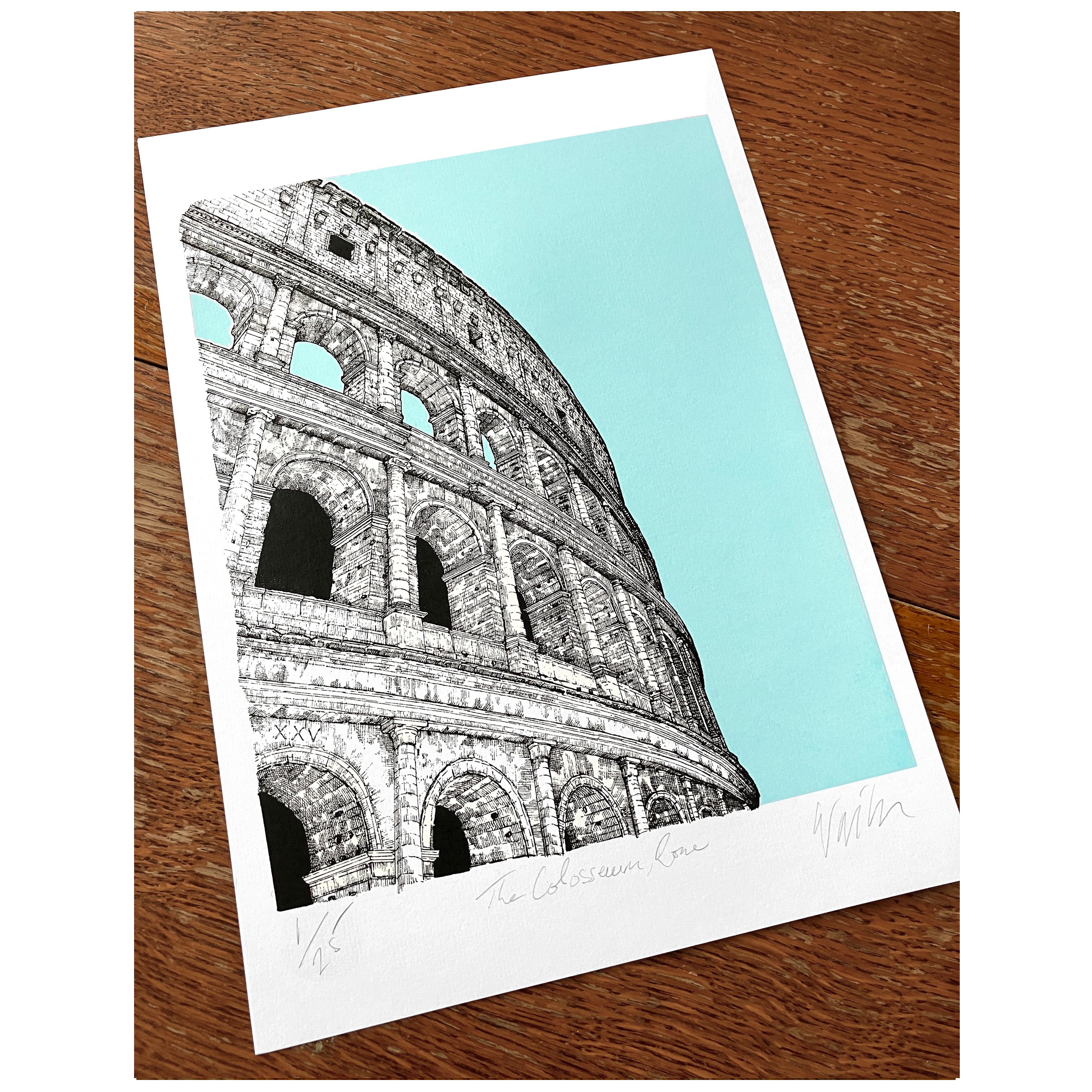 Colosseum Screen Print on table.jpg