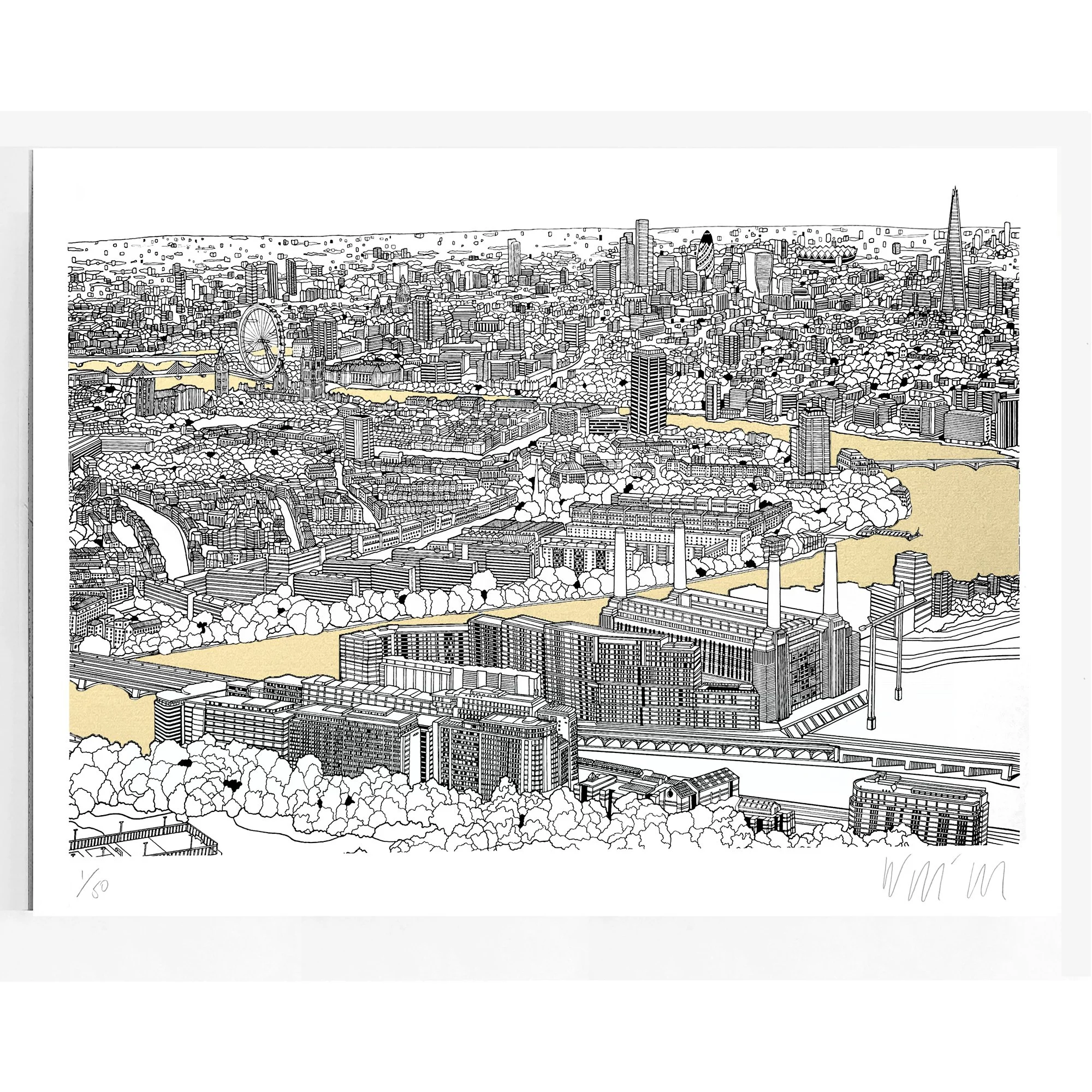 View over Battersea Rich Pale Gold Unframed.jpg