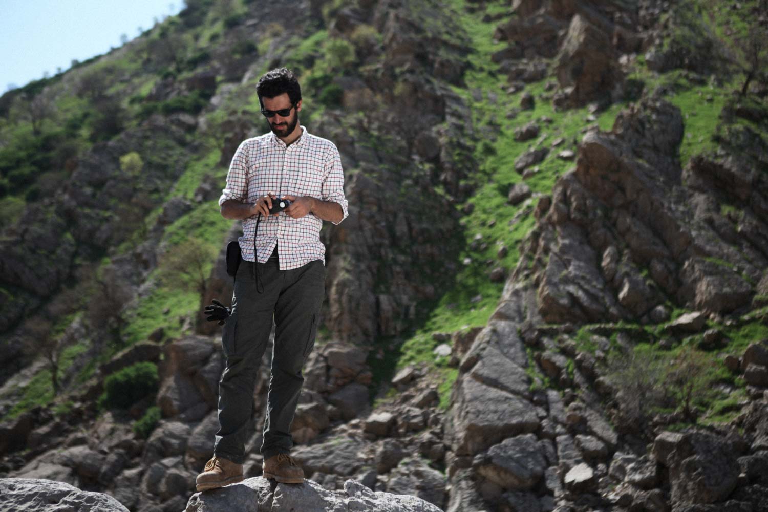 Exposing a shot in the mountains of Kurdistan.