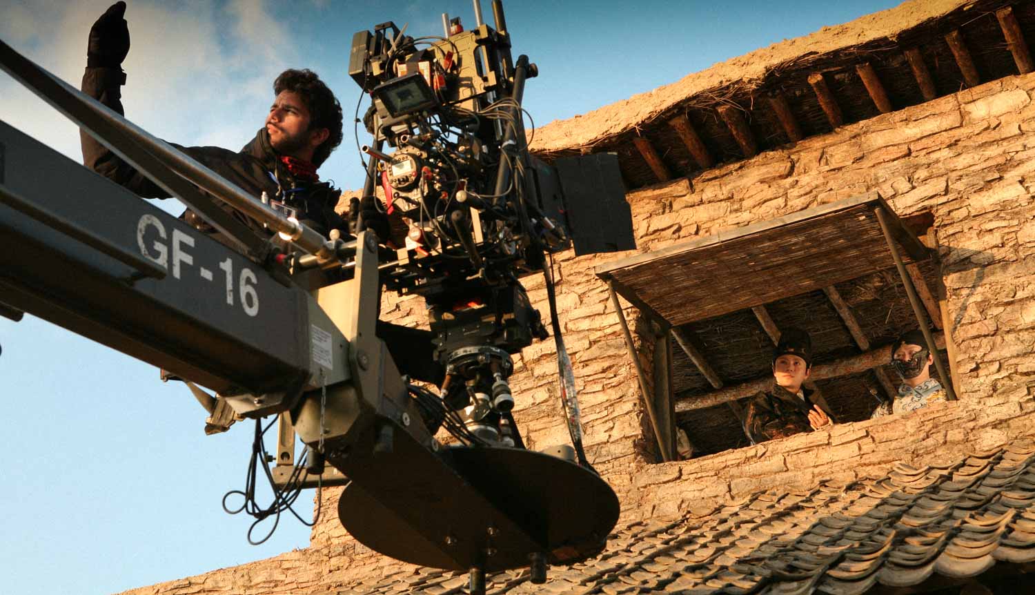 Checking sun path before a shot.