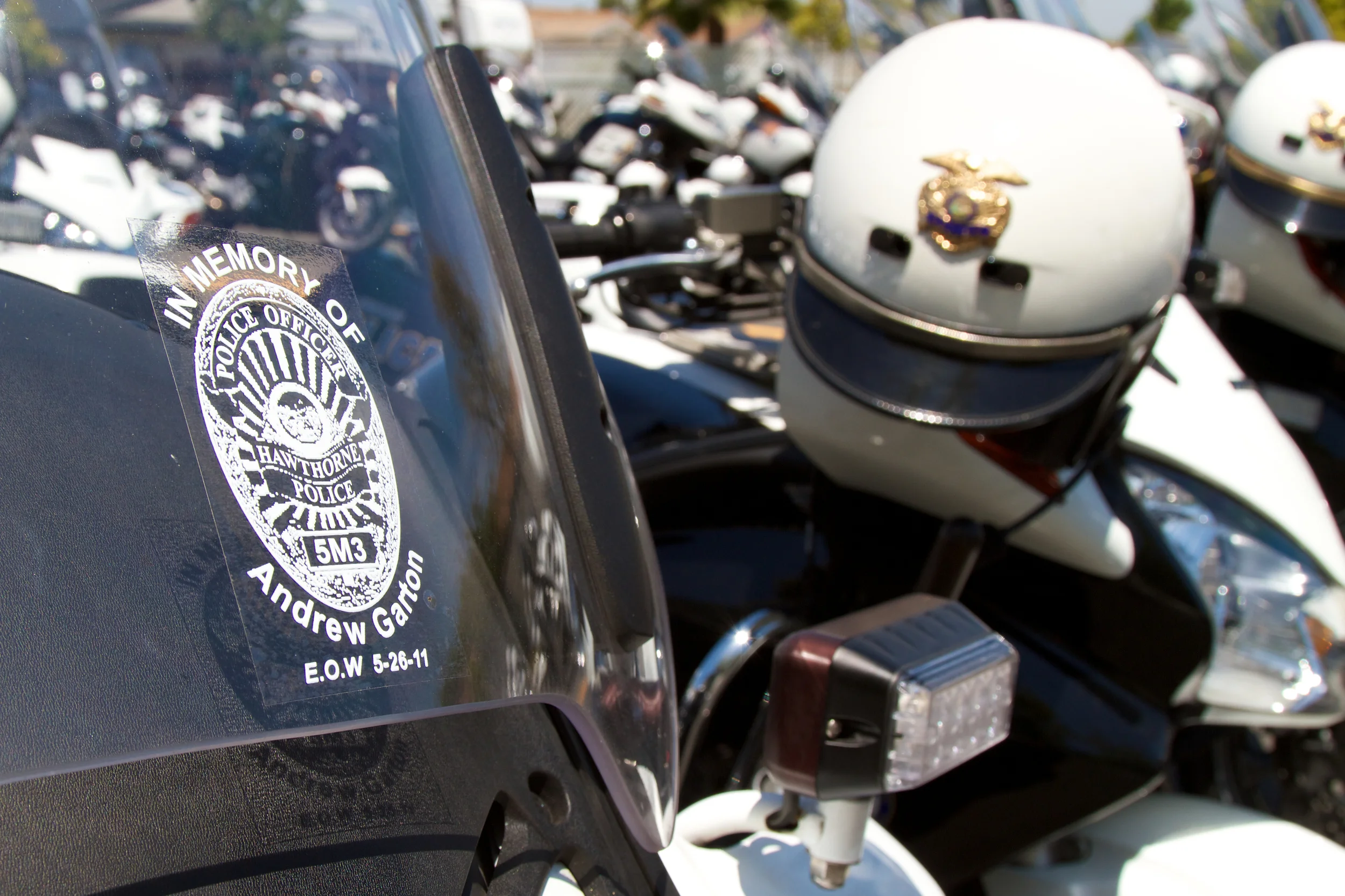 End of Watch: May 26th , 2011 Hawthorne Police Officer Andrew Garton was killed in a motorcycle accident while providing a funeral escort through Torrance, California. Officer Garton had served with the Hawthorne Police Department for 7.5 years. He is survived by his wife and two children. www.odmp.org