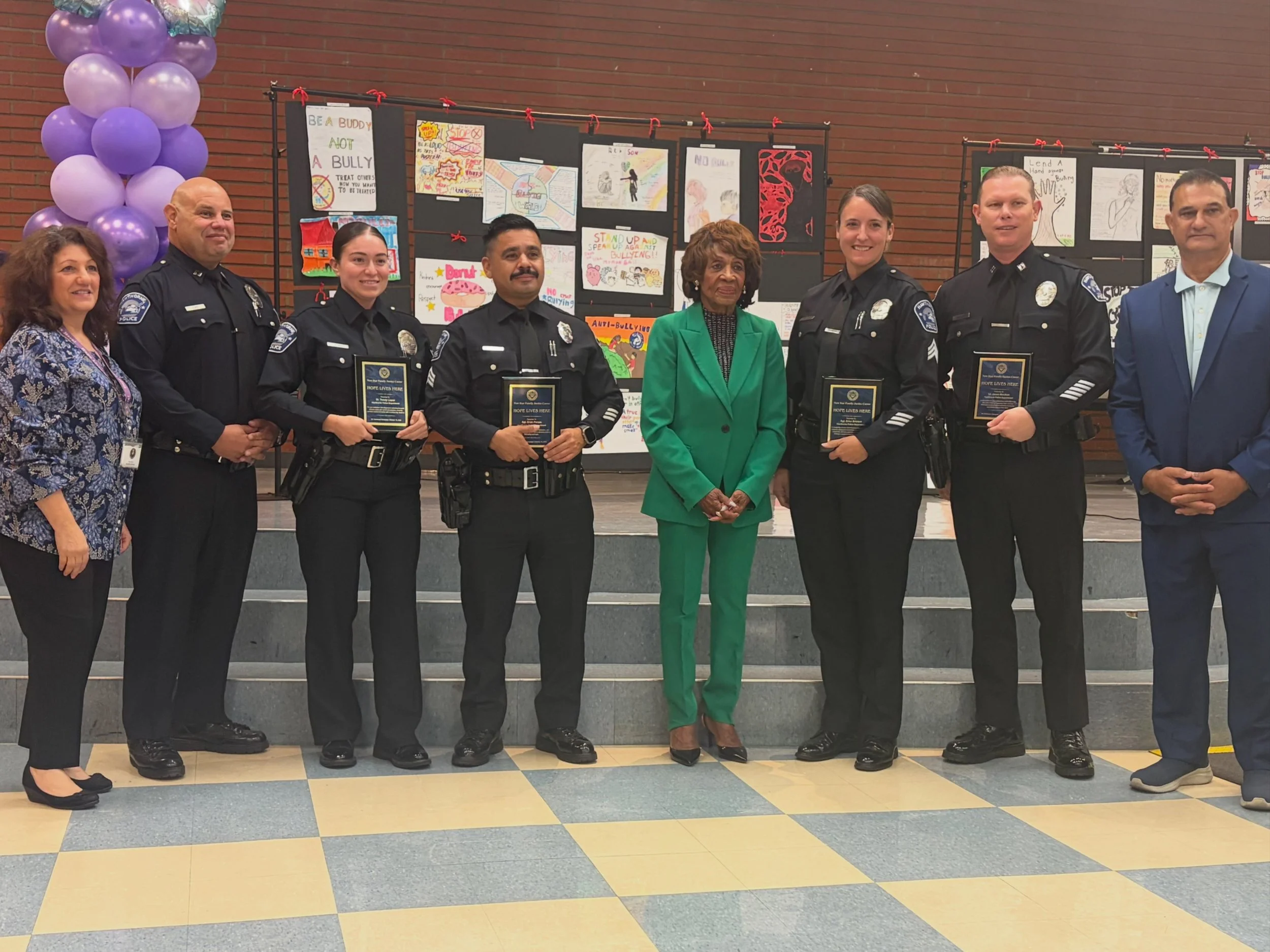Today, we gathered at the New Star Family Center for the annual Domestic Violence Awareness Month event, hosted at the Hawthorne Memorial Center. Representative Maxine Waters was proud to bestow the Hawthorne Police Department with the &ldquo;Hope Li