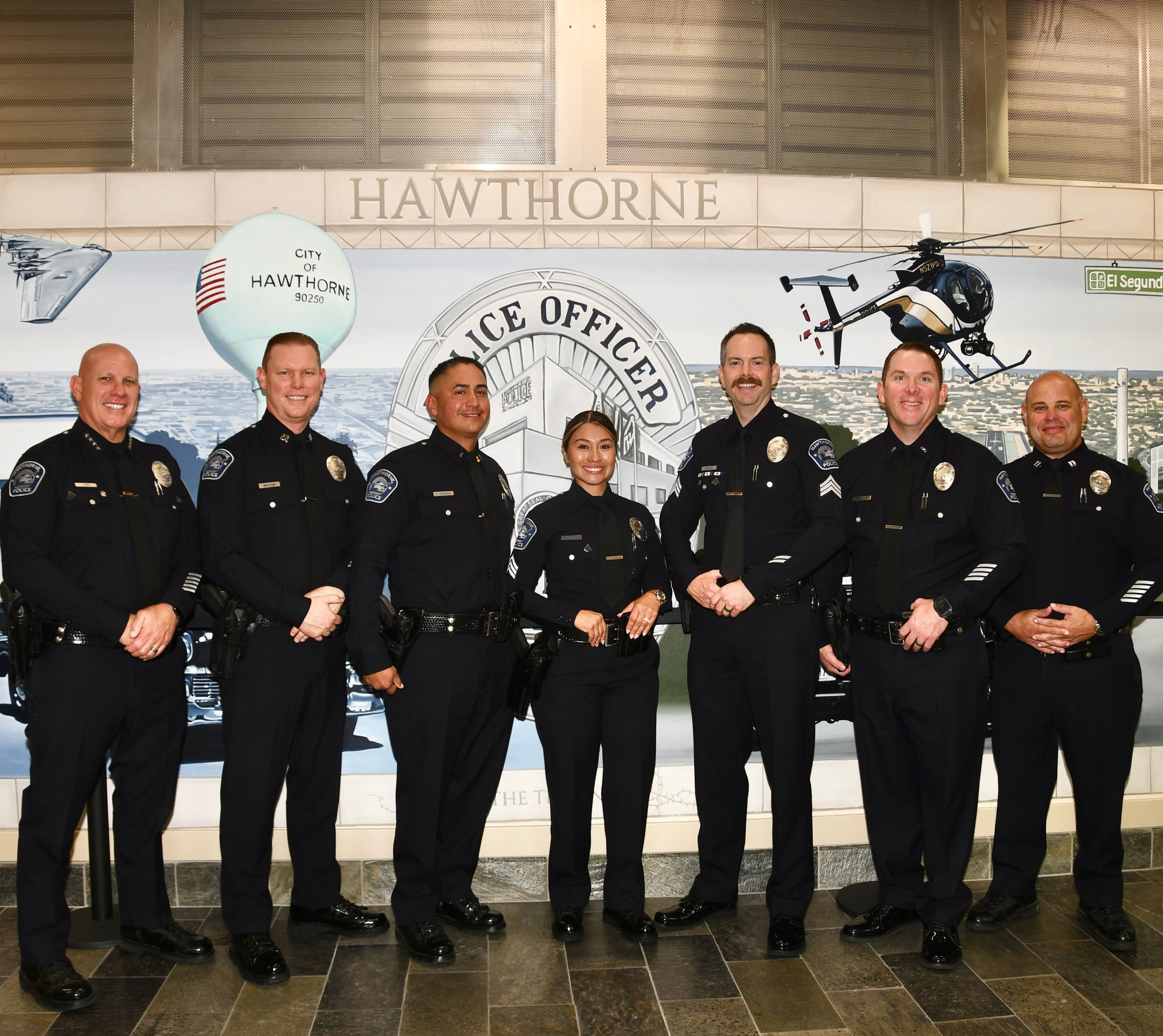 Congratulations to our newly promoted Captain Moulton, Lieutenant Elliott, Lieutenant Espinoza, Sergeant Skovold and Sergeant Carmona 🎉👏 #police #promotion #culture #hawthorne #leadership