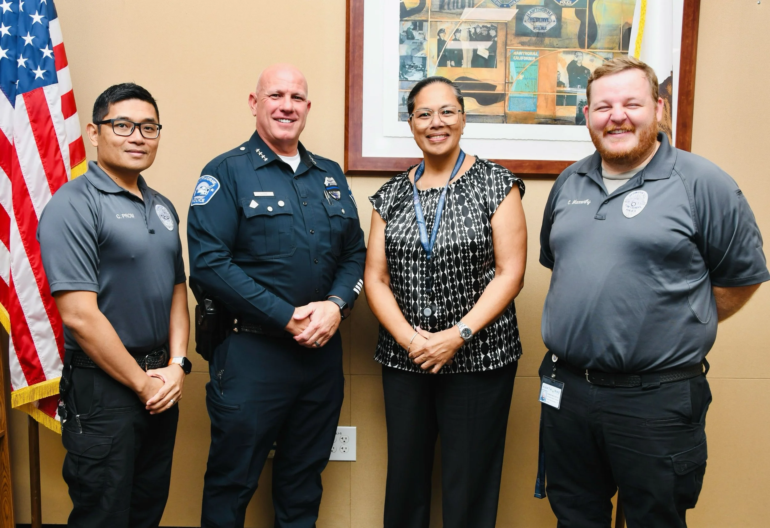 Today we celebrate our new Forensic Supervisor (Carmen Moncure) &amp; IT Technician (Chen Prom), as well as our newly promoted IT Technician (Connor MacCarthy)! #hawthorne #police #culture #promotion