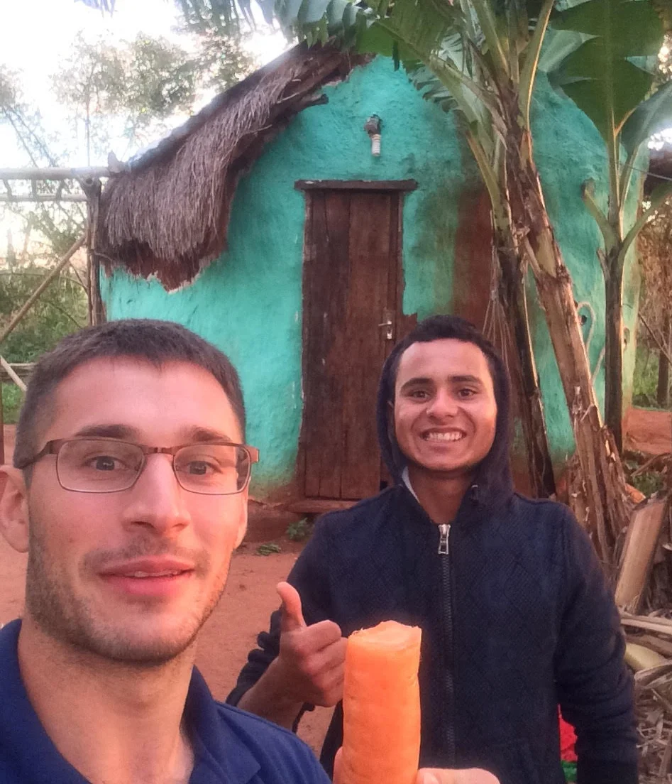 David Trapp (2005) with his site contractor Arturo Martinez in front of his future home in Paraguay.