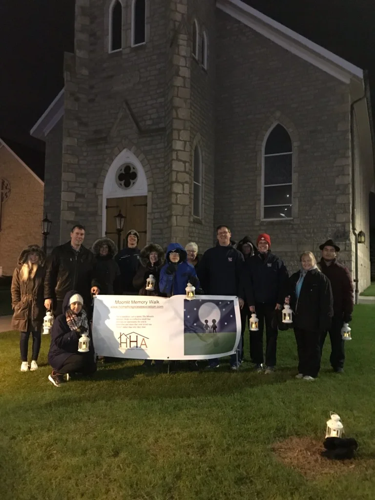 A hearty group of folks participated in the Moonlit Memory Walk which took place on Wednesday, October 24th and was sponsored by Home Hospice Association, Waterloo Region, and St. Peter’s Evangelical Lutheran Church, Cambridge.