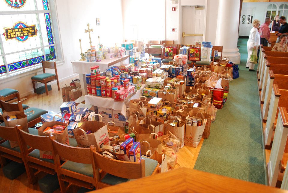 Collected food from the St. Francis Food Drive