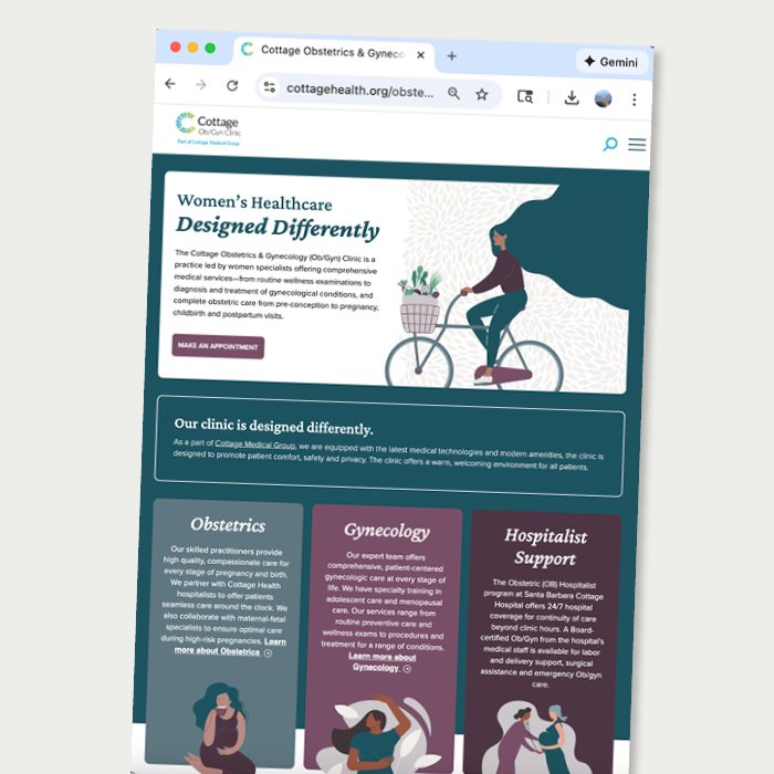 Web design and coordinating marketing materials for new ob/gyn clinic.