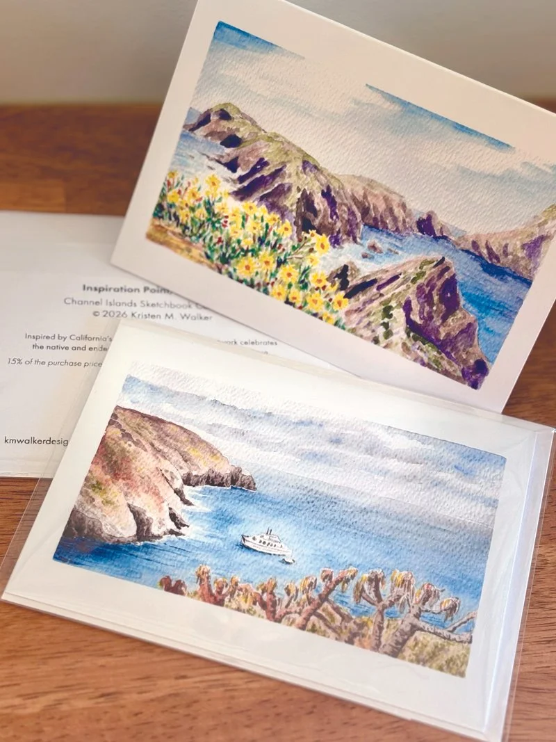 Watercolor greeting cards from the Channel Islands, made by Santa Barbara conservation artist Kristen Walker