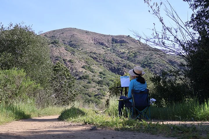 Artist Kristen Walker Painting on Santa Cruz Island