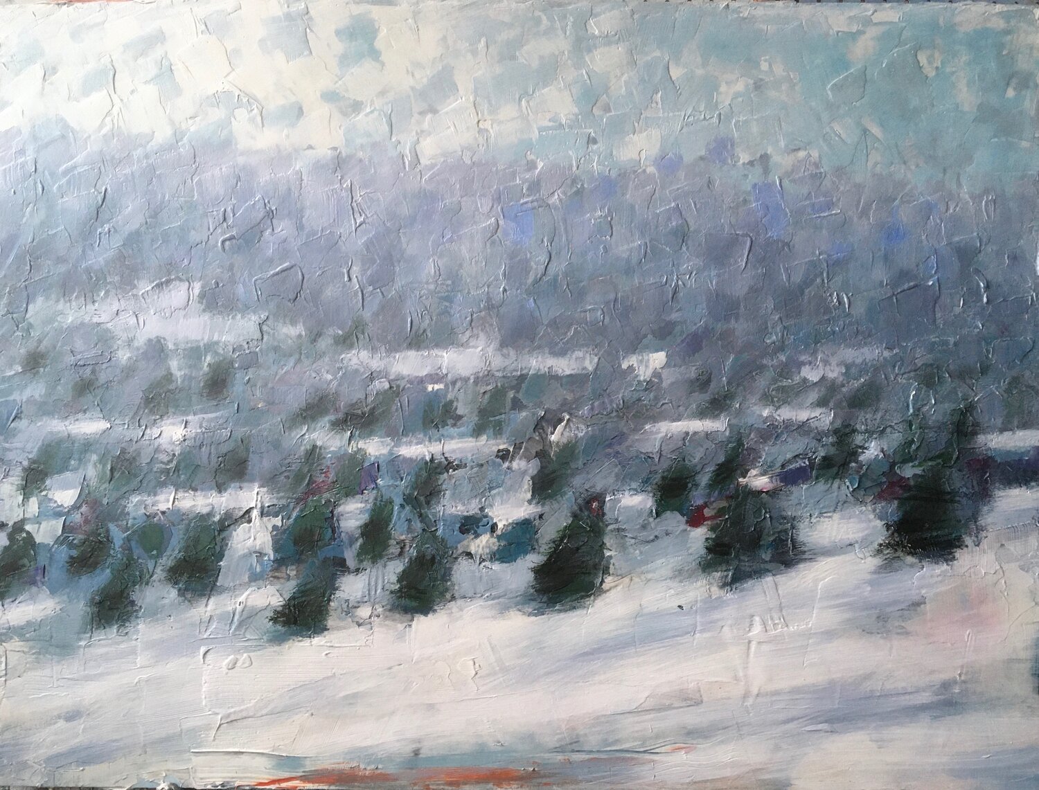 Helena MT winter hill | 48"x36" mixed media on panel