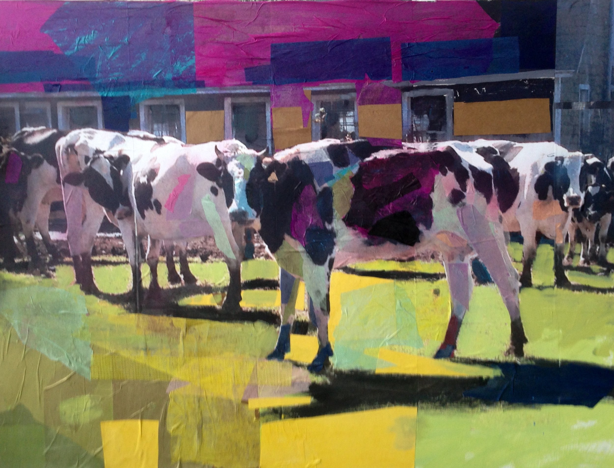 Westport Holsteins | 48"x36" mixed media on panel | SOLD