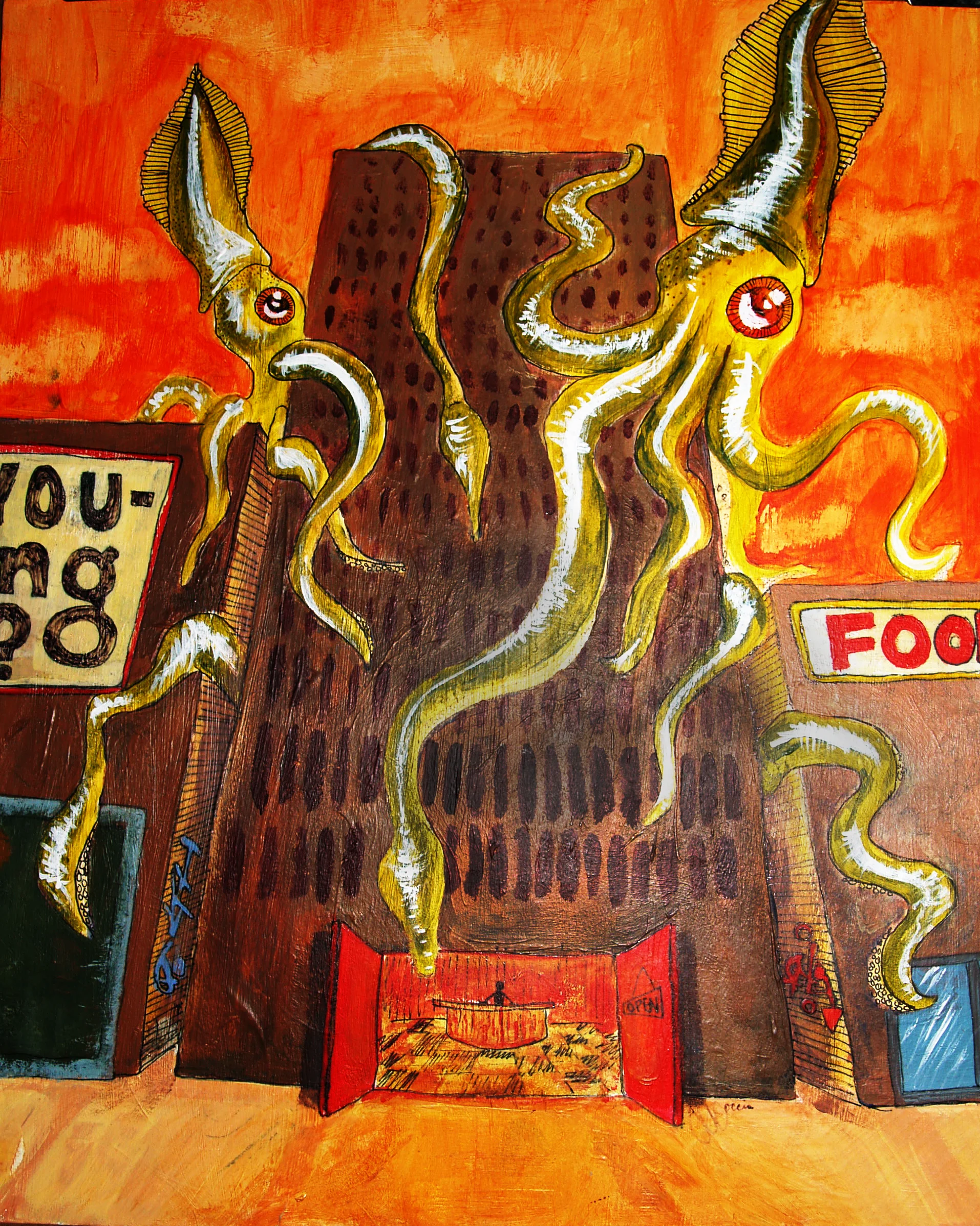   Media: oil paint and ink on illustration board Dimension: 11 x 22 in  