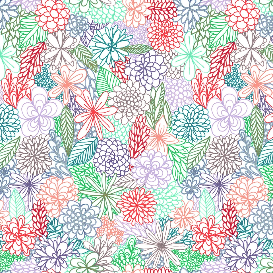 Gel pen drawing scanned, retouched, recolored and repeated in Photoshop.