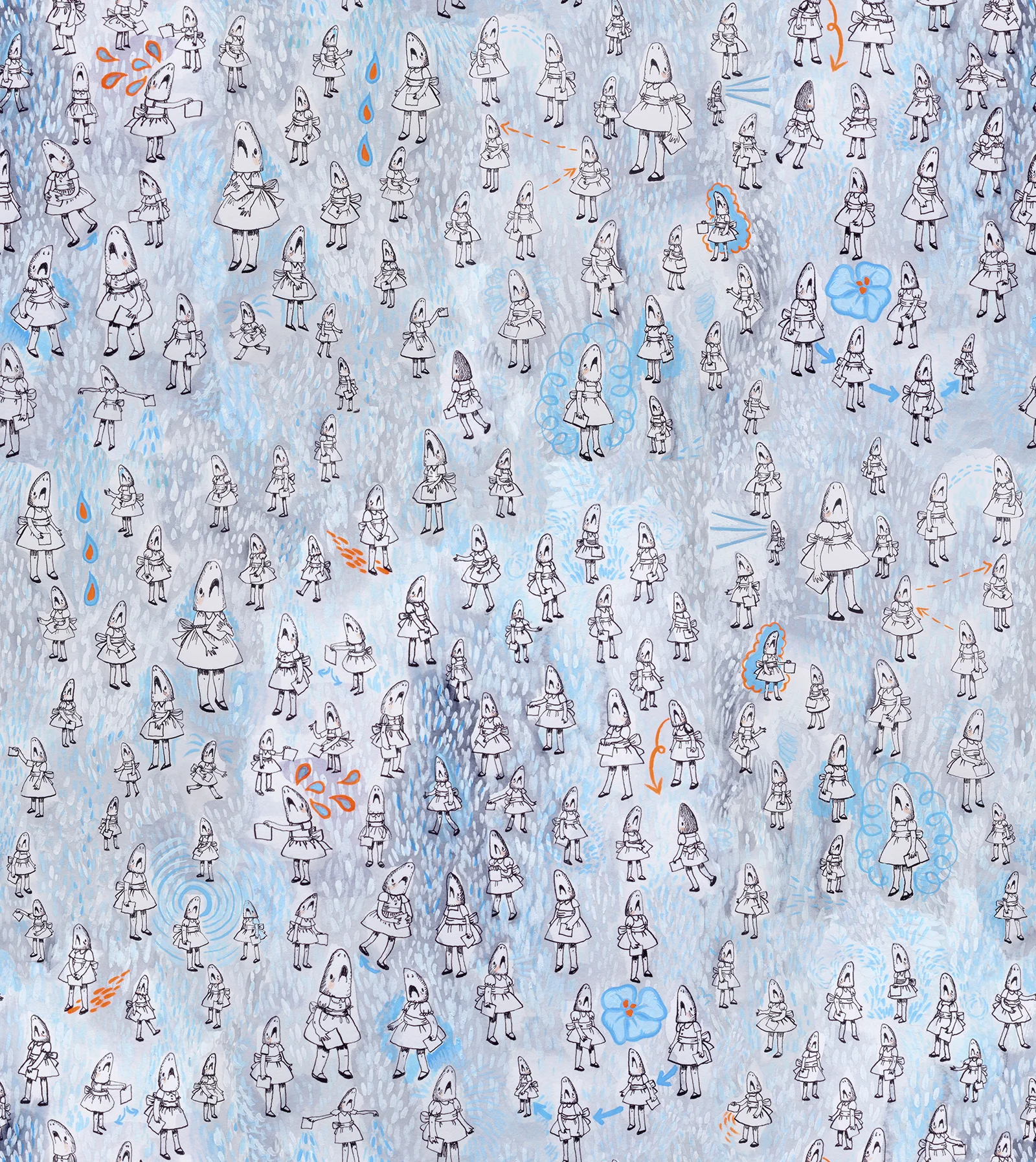 Client work: Project for the Albright Knox Art Gallery. Client provided a series of detail photographs of a large scale mixed media piece by Casey Millard and I created a seamless repeat to be used as wallpaper in an exhibit.