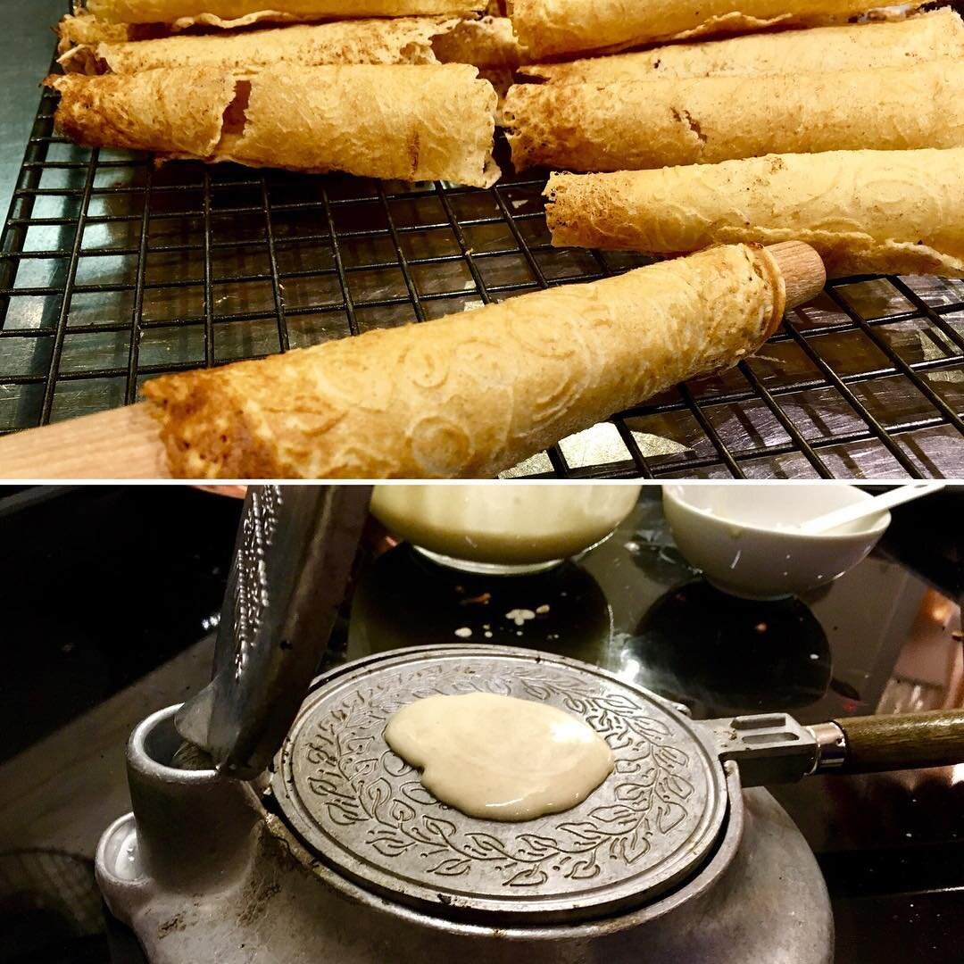 What cookies are you making for Christmas? We made eight different kinds and krumkaka is still one of my favorites. Thanks @elissanadeen for the fun day. :) #foodpics #norwegiancookies #homemadecookies #krumkake #christmascookies #homemadeisthebest #