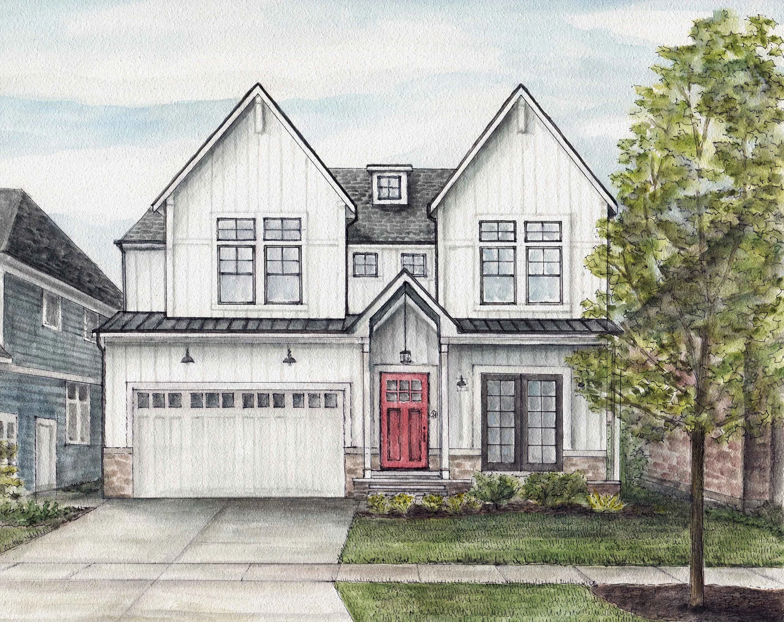 watercolor and pen drawing - Elmhurst, IL